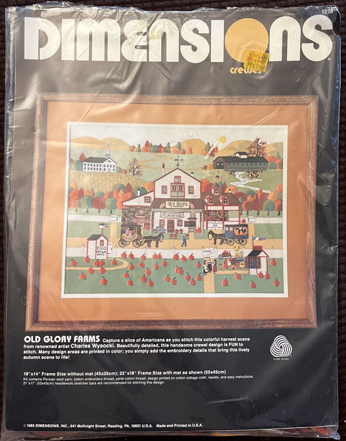 Vintage Dimensions Counted Cross Stitch Old Glory Farms 18x14 Inches- New 🪡