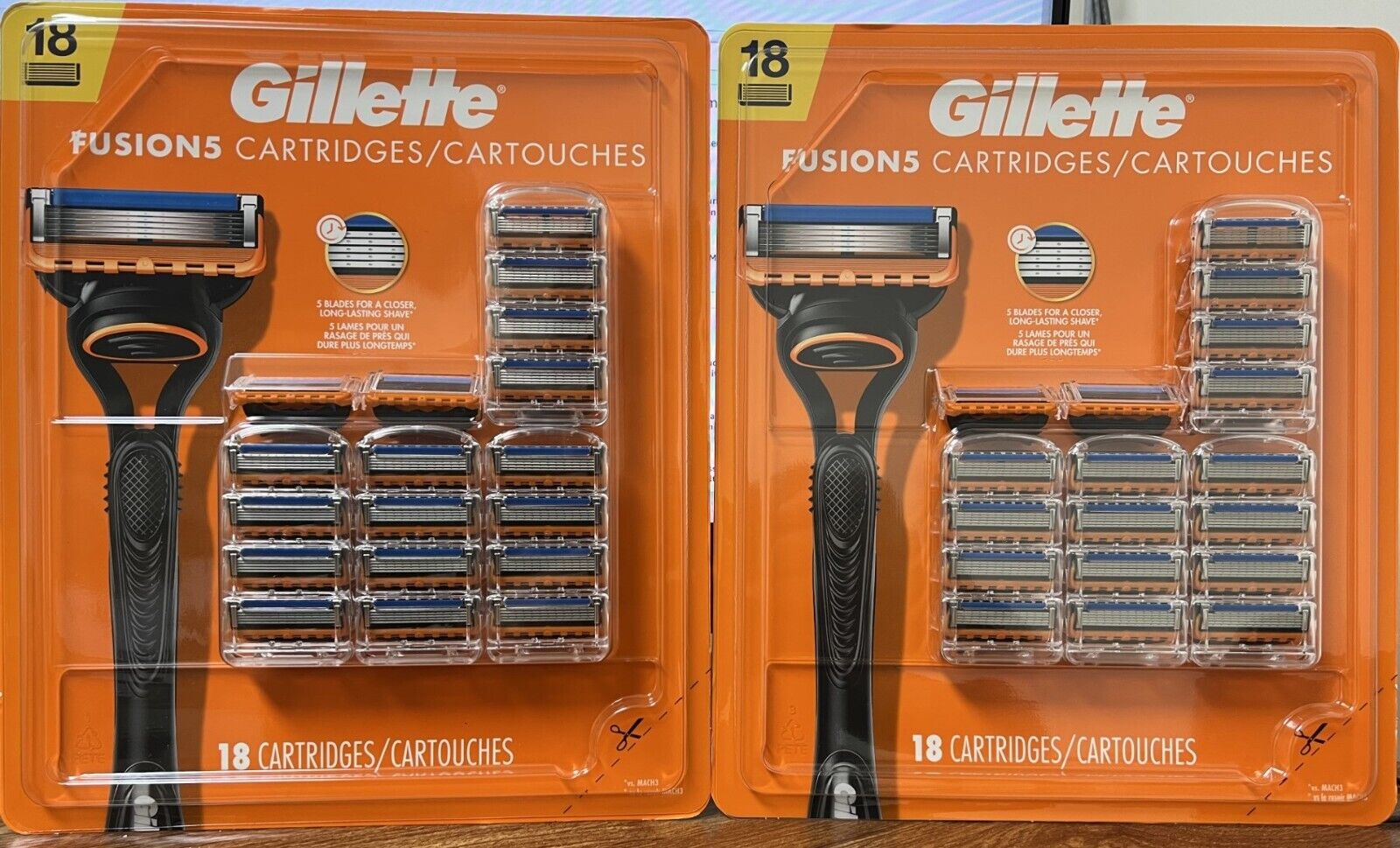 Gillette Fusion 5 Razor Blades 36 Cartridge Only Factory Sealed pack NO HADLE