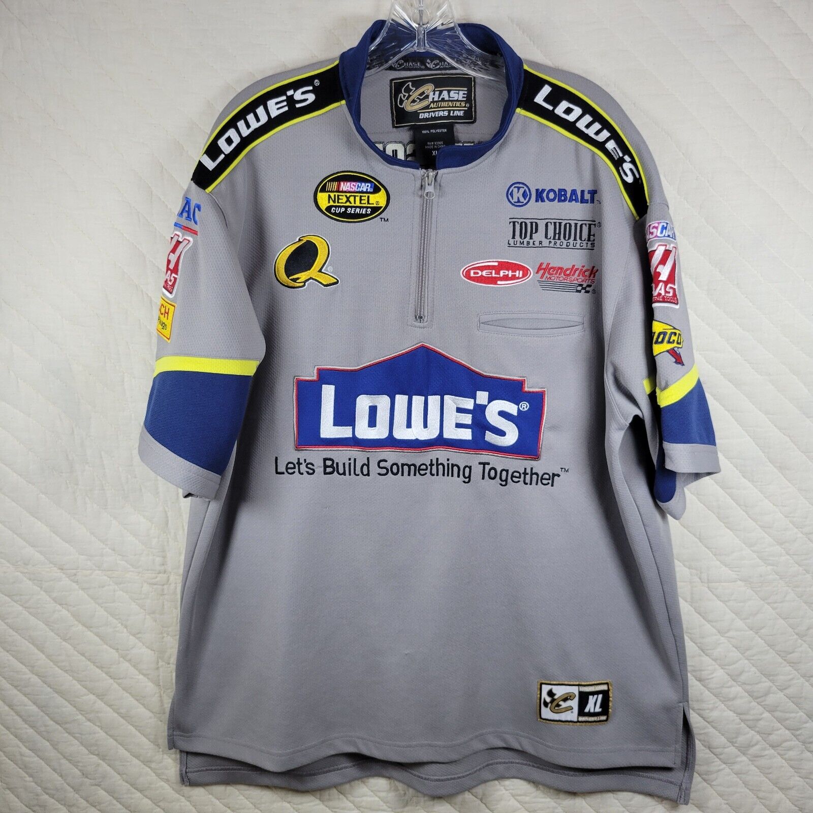 Chase Authentic Nascar Gray Athletic Racing Jersey Shirt Xl Jimmie Johnson #48