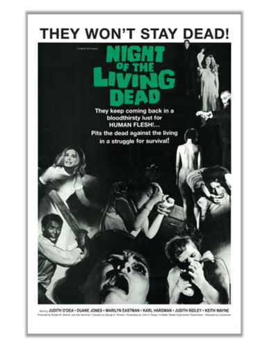 NIGHT OF THE LIVING DEAD - ONE SHEET MOVIE POSTER - 24x36 CLASSIC HORROR 0196