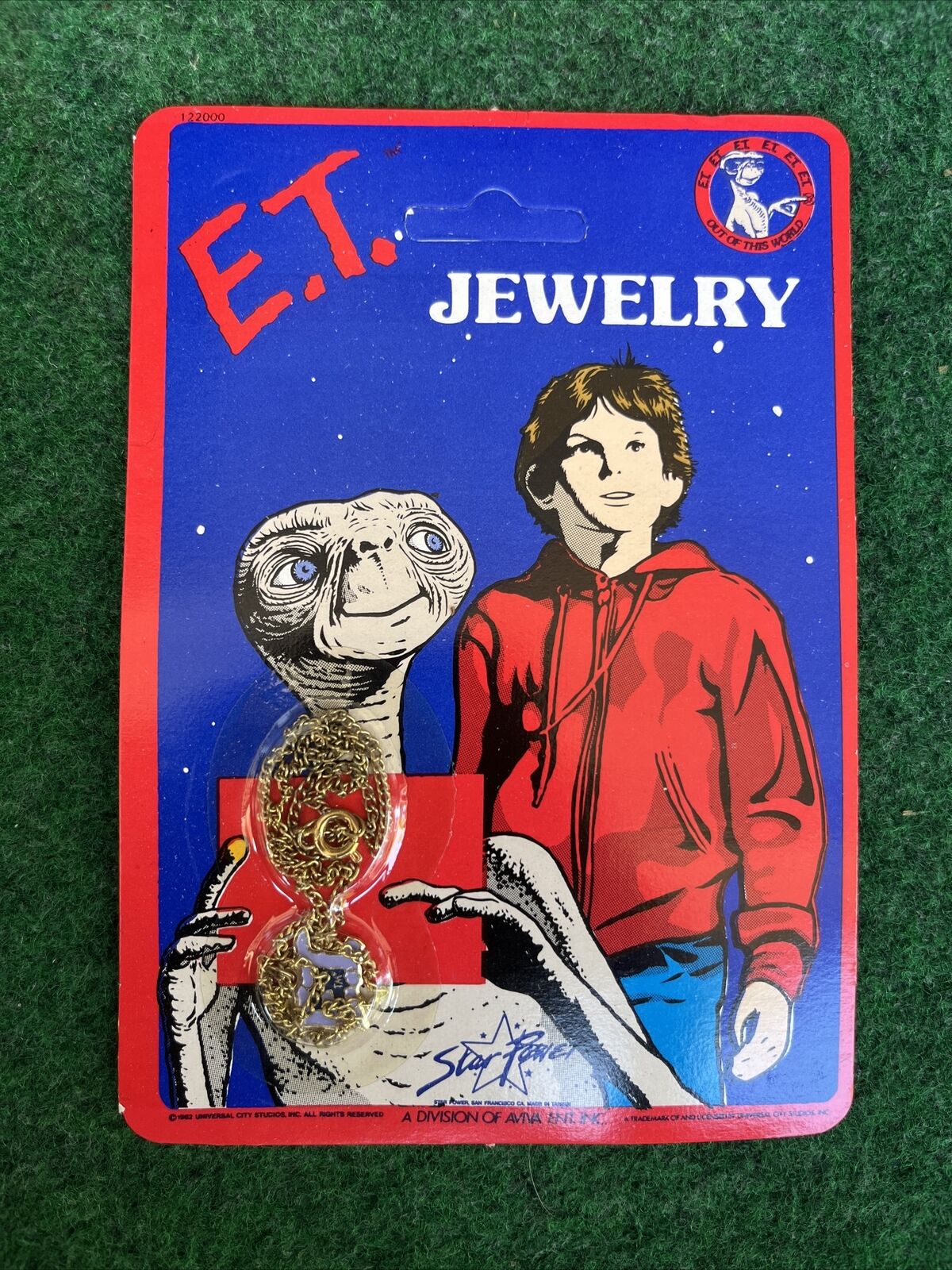 VINTAGE E.T. EXTRA TERRESTRIAL Carded Jewellery Necklace Set SEALED - E.T. 1982