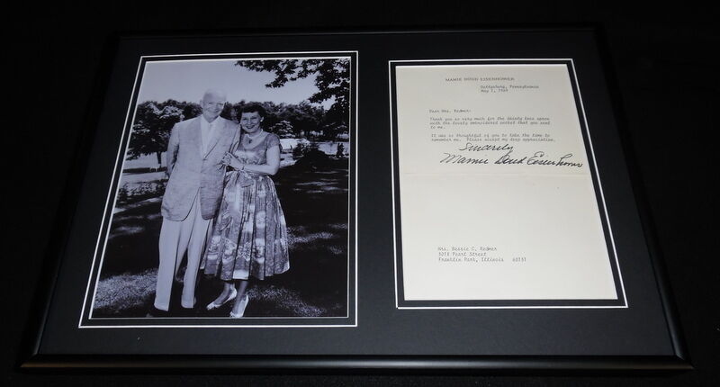 Mamie Doud Eisenhower Signed Framed 12x18 Letter & Photo Display 