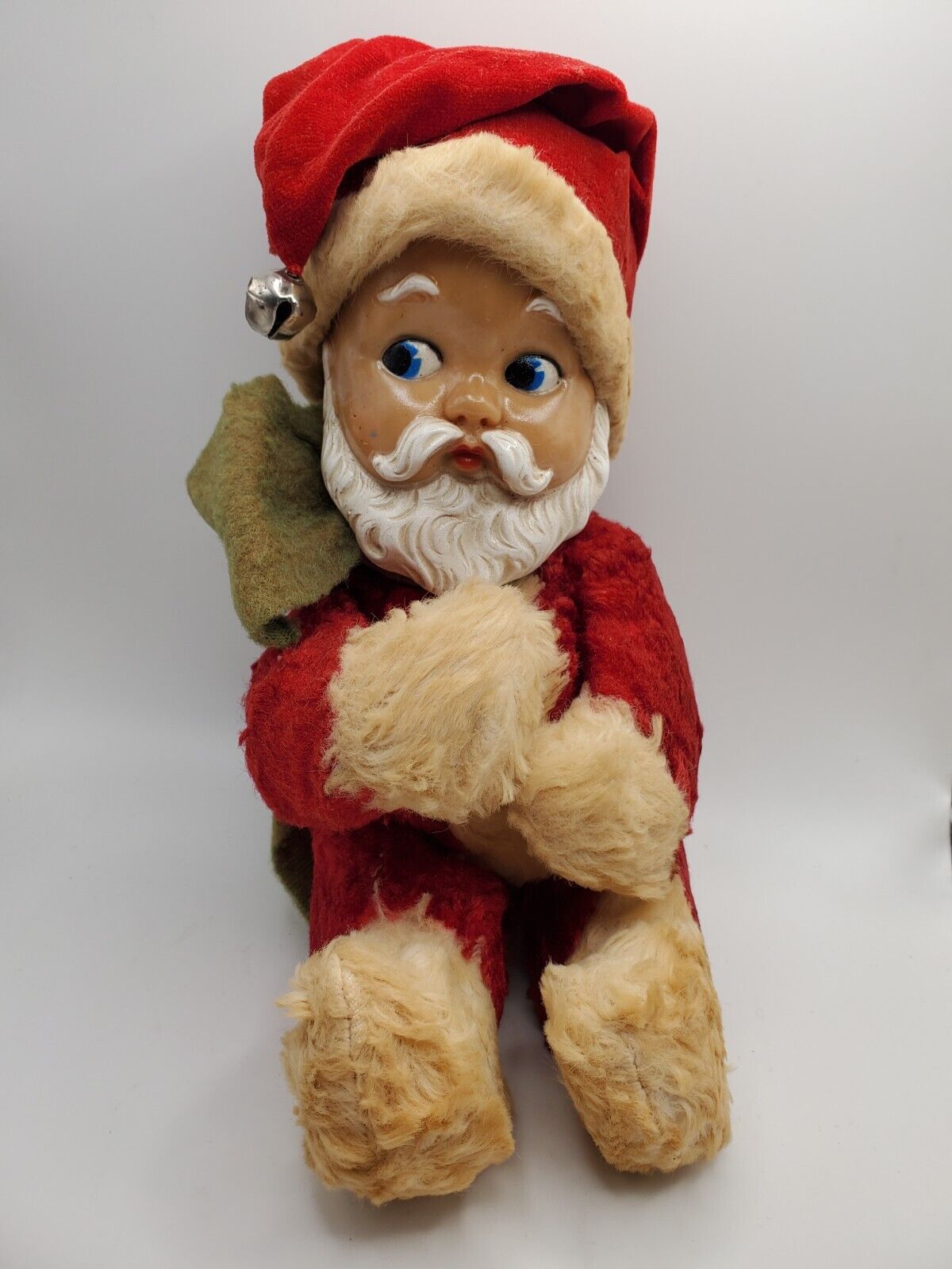 Vintage 1950\'s Knickerbocker Toy Co New York Rubber Face Santa Clause Plush 10\