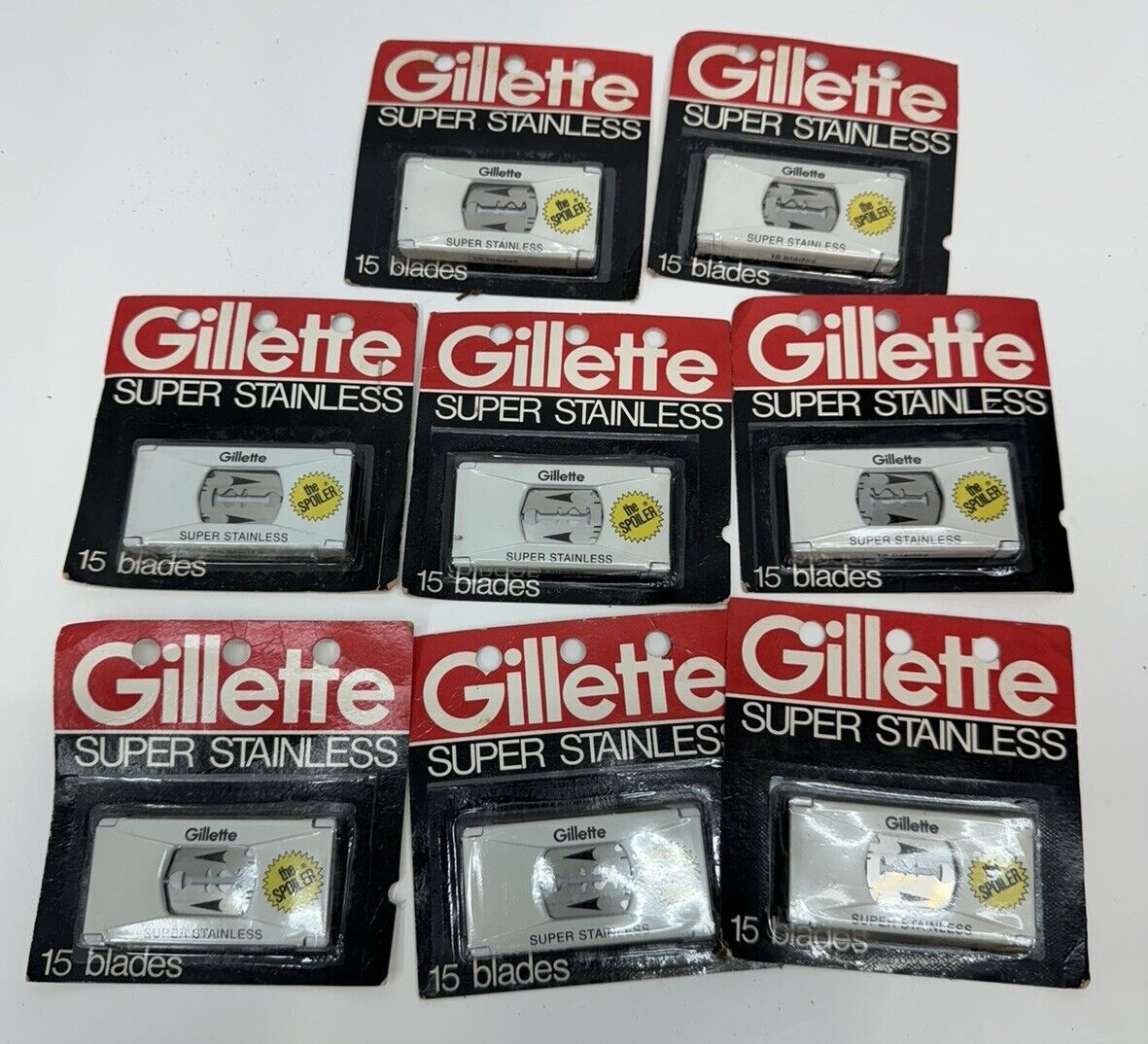 8x Gillette Super Stainless The Spoiler 15 Blades Vintage Discontinued New
