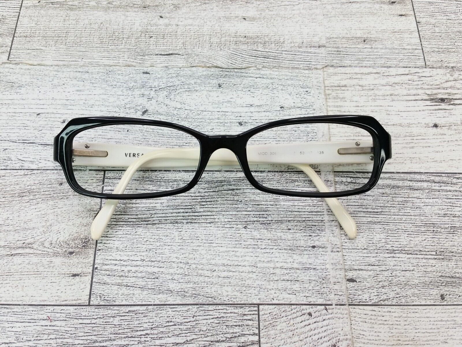 Vintage 90s Versace Rectangular Frame Eyeglasses Italy 53 17 135 Black Y2K
