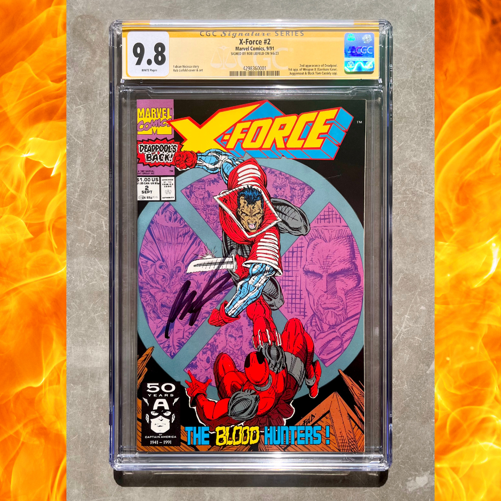 🔥 X-Force #2 CGC 9.8 Signed Rob Liefeld - 2nd App Deadpool 1st App Weapon X 🔥