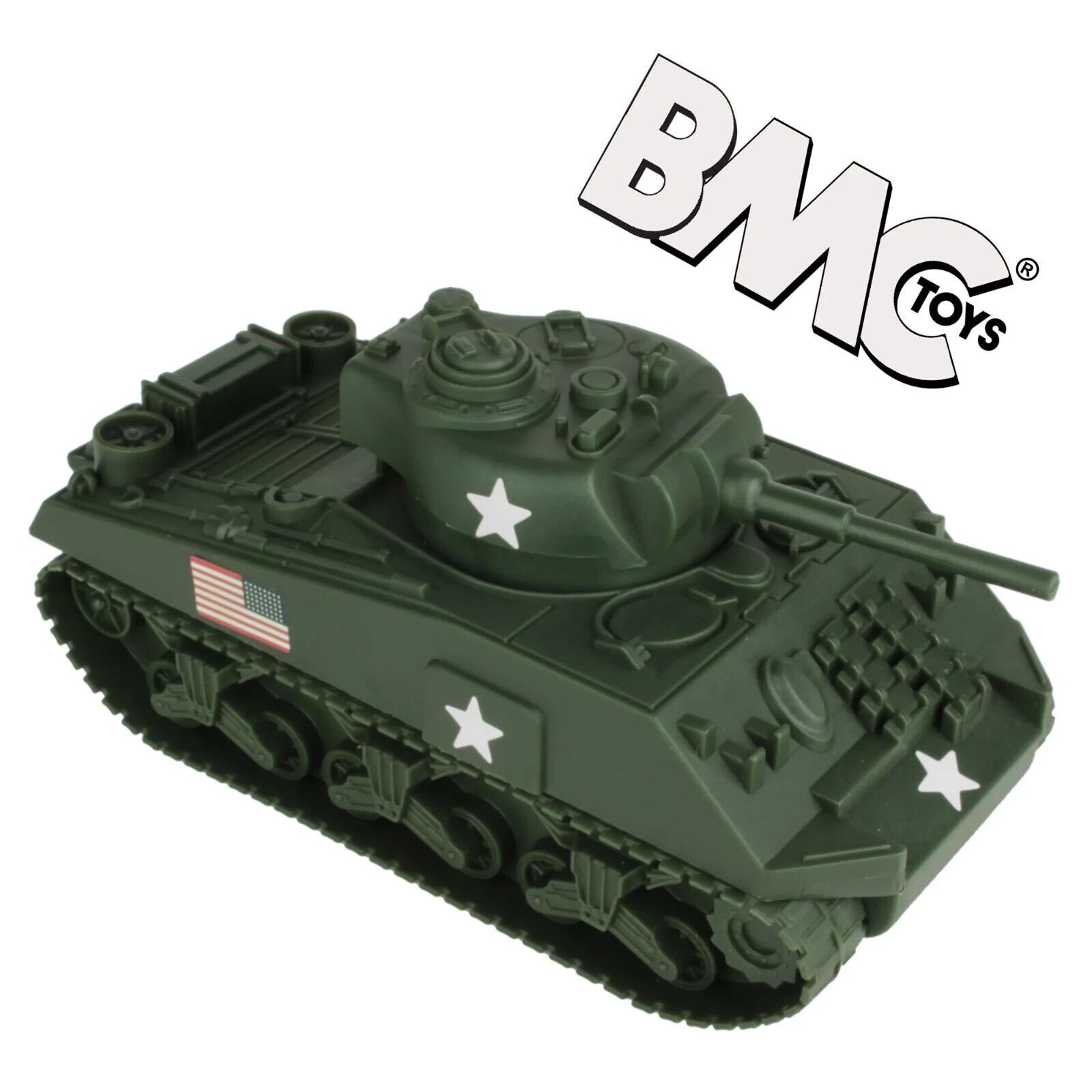 BMC WW2 Sherman M4 Tank Dark Green 1:32 Military Vehicle for Plastic Army Men