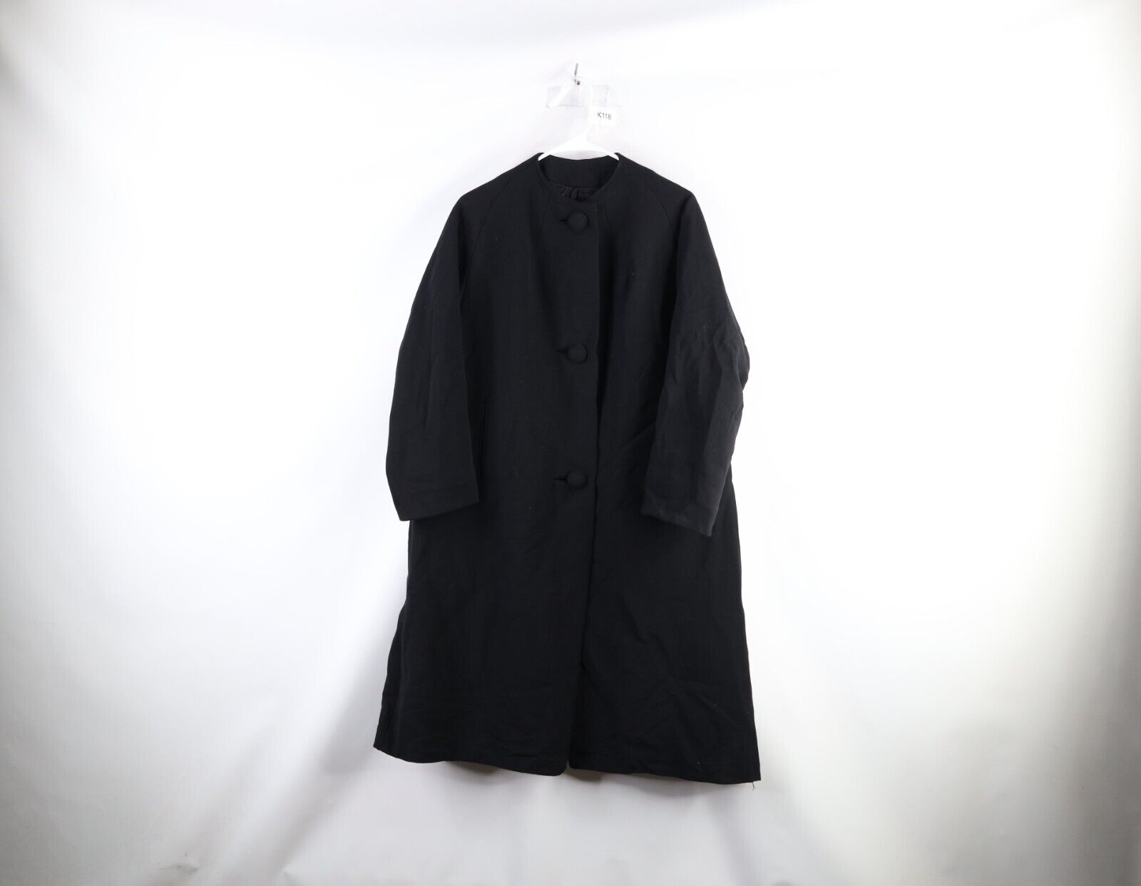 Vtg 30s 40s Rockabilly Women L Distressed Wool Big Button Trench Coat Jacket USA