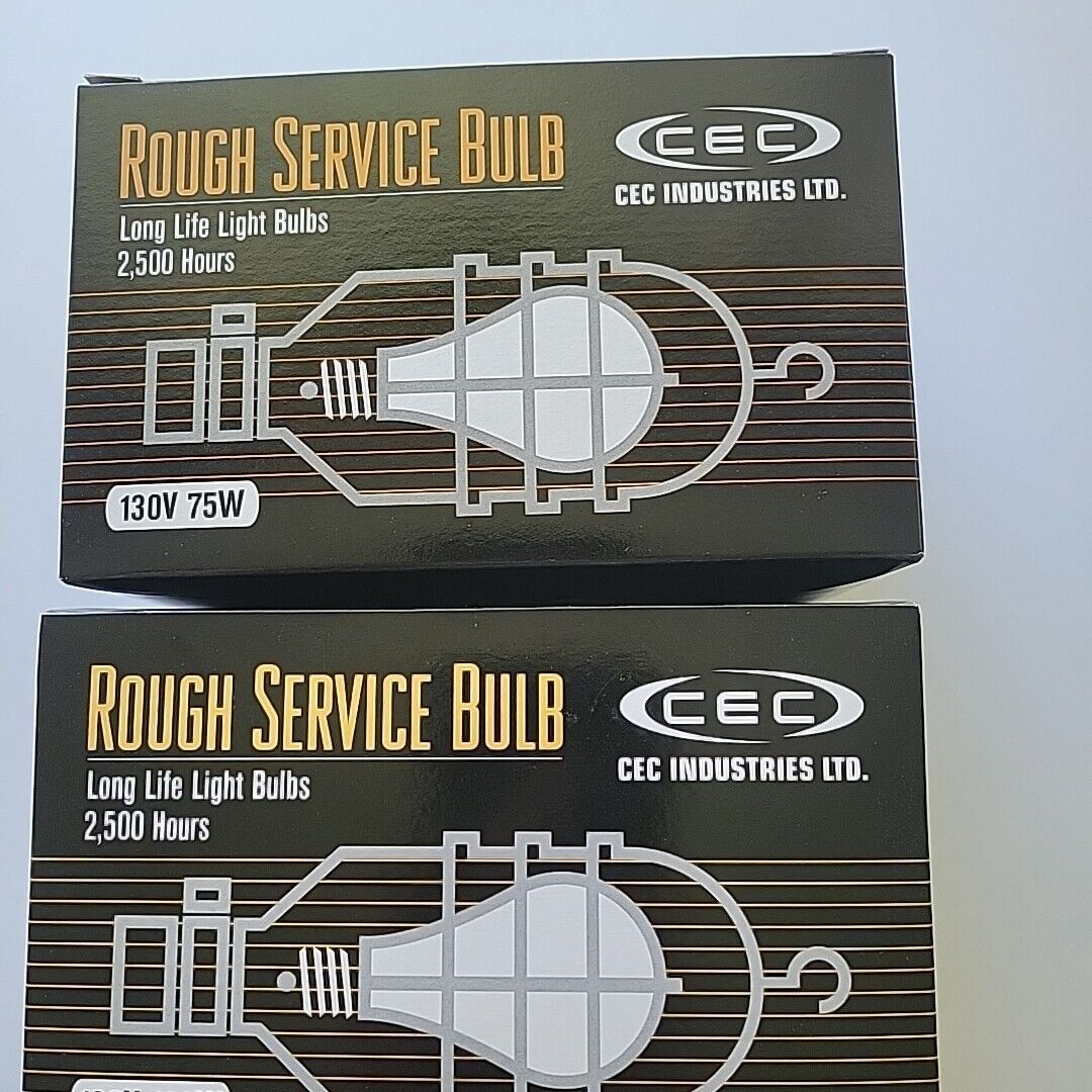 12 Ea - 75 Watt Rough Service Light Bulbs 130V  2500 hours