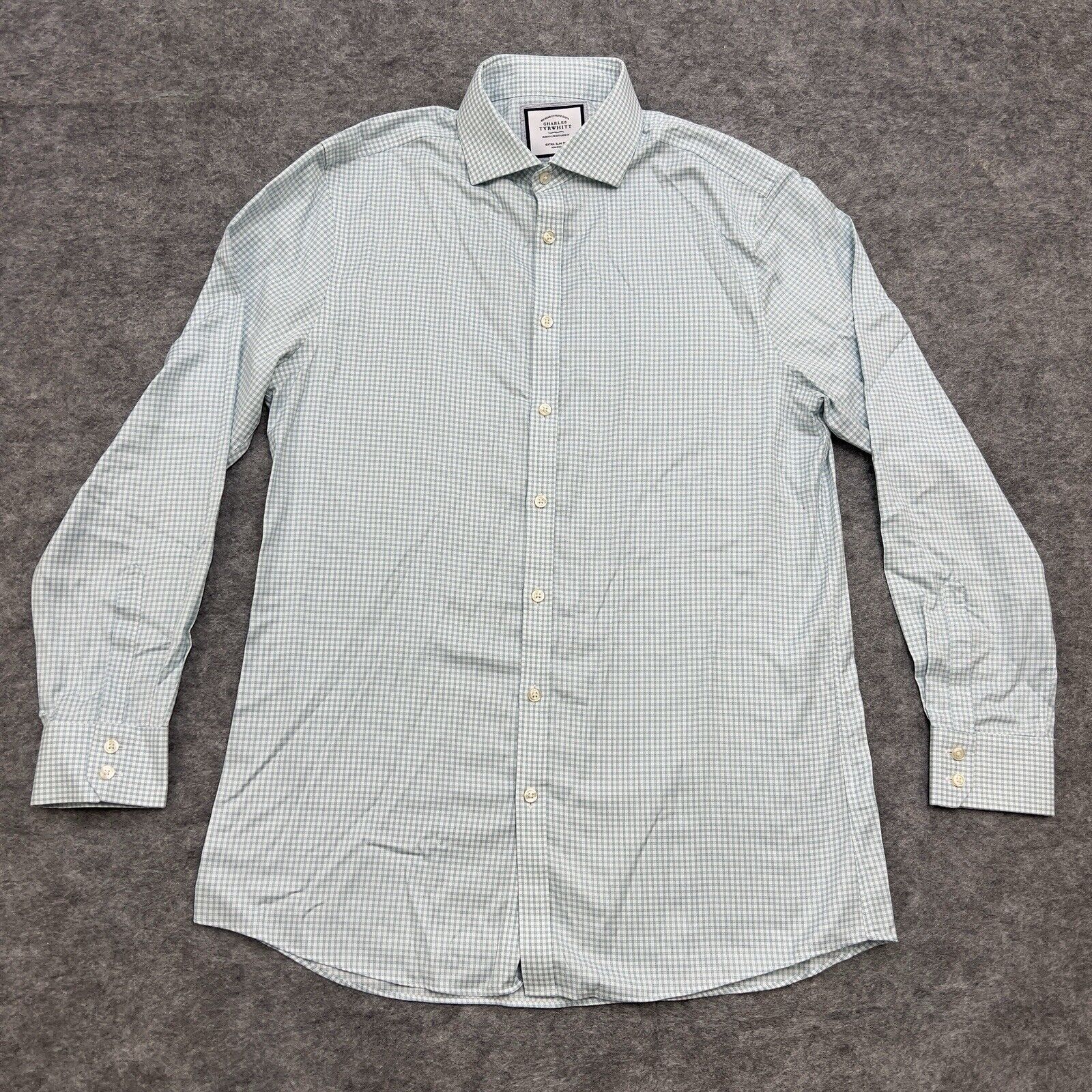 Charles Tyrwhitt Dress Shirt Mens 16.5 /35 Seafoam Grn Extra Slim Fit Non Iron