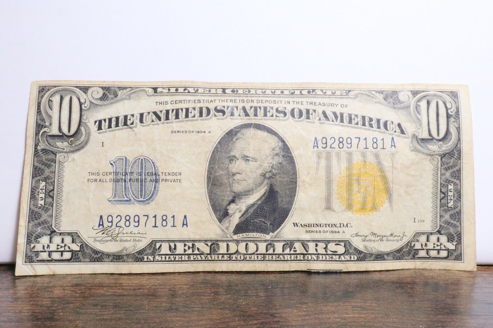 1934 A $10 North African Silver Certificate WWII Issued