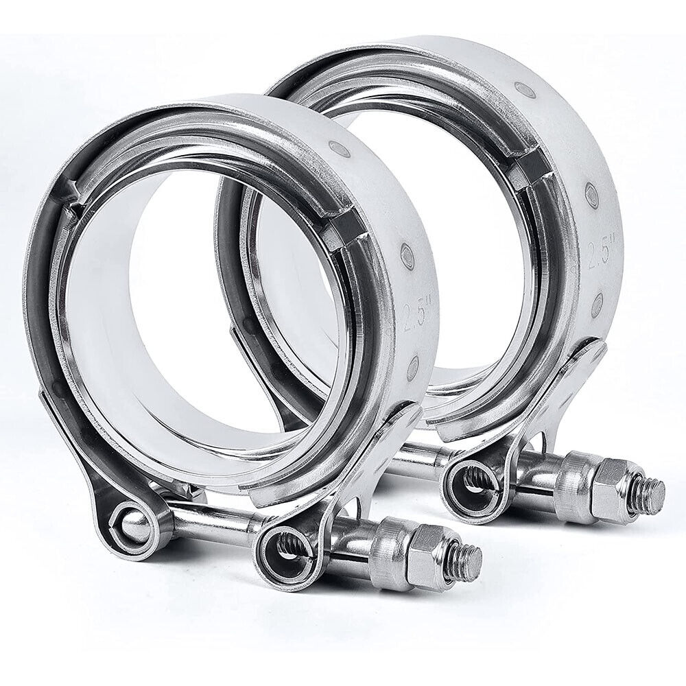 2pcs 2\'\' Inch Stainless Steel V Band Flange & Clamp Kit for Turbo Exhaust Pipes