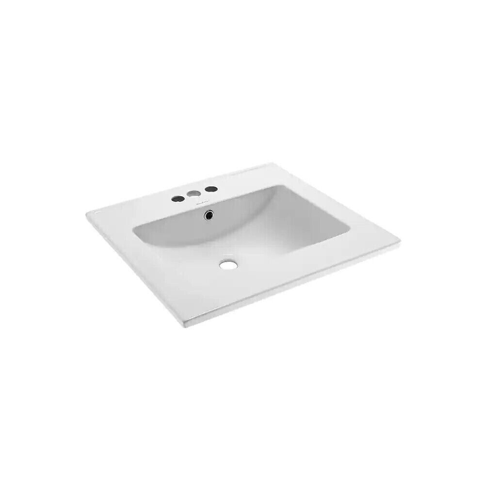 ​Swiss Madison 24 in. Ceramic Vanity Top with 3-Faucet Holes with White Basin
