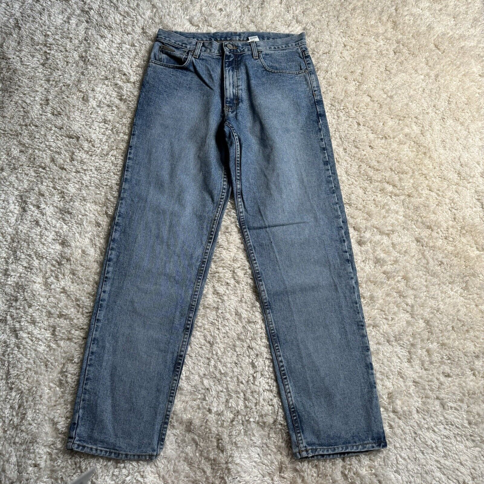 Vintage Calvin Klein Jeans Mens 32x32 Blue Solid Light Wash Straight Made in USA