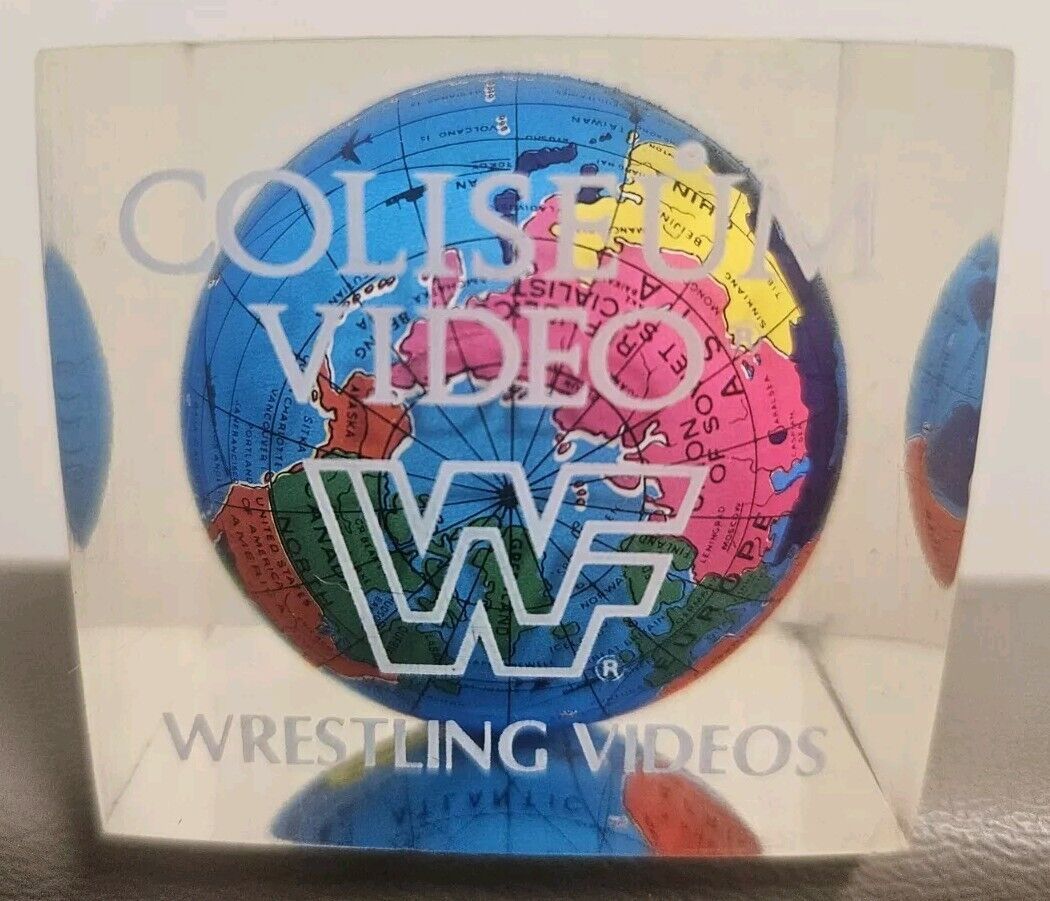Vintage WWF Coliseum Video VHS Crystalite Globe Promotional Paperweight RARE 