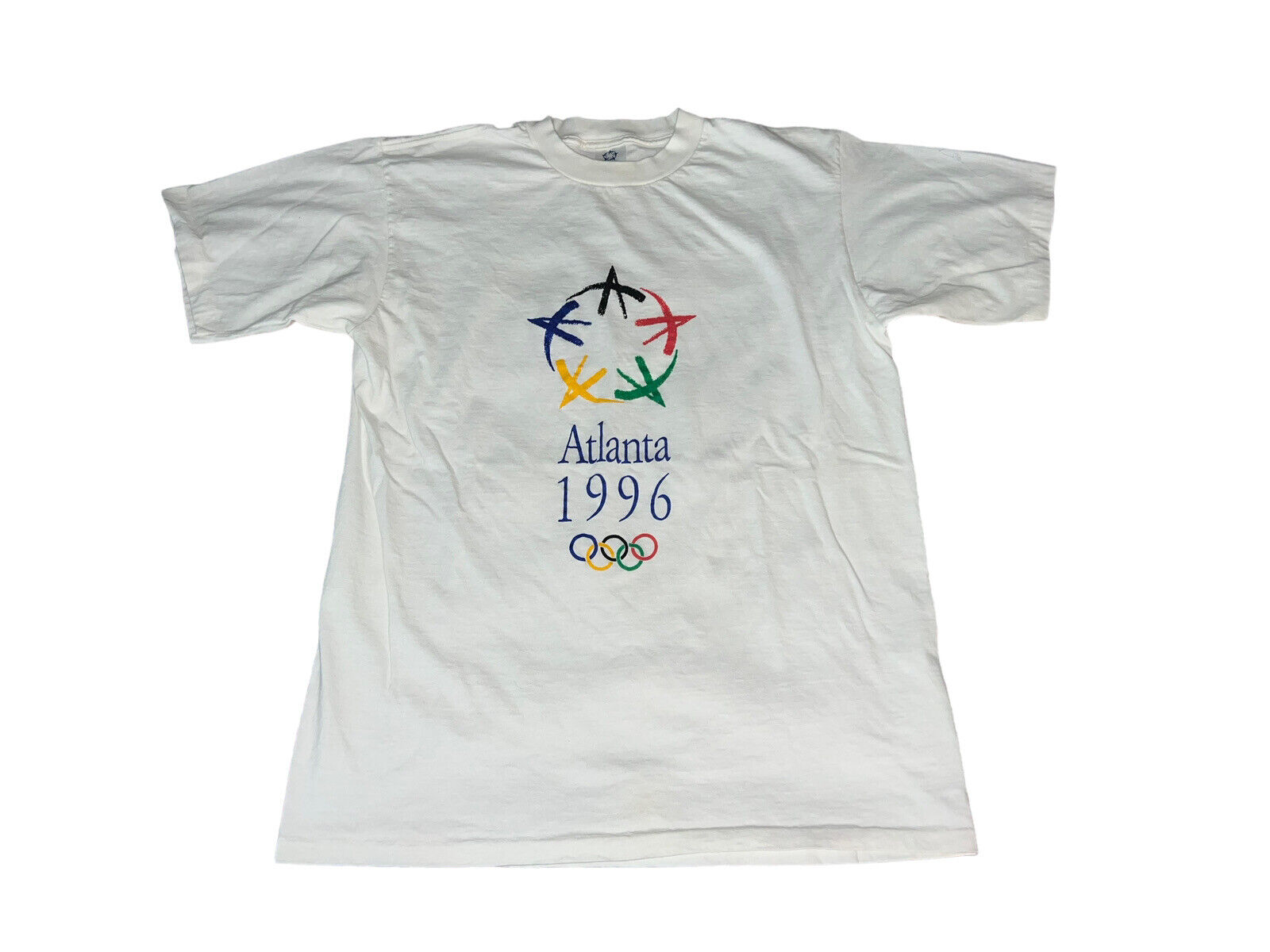 Vintage 1996 Atlanta Olympics Single Stitch White T Shirt Size XL Rare 