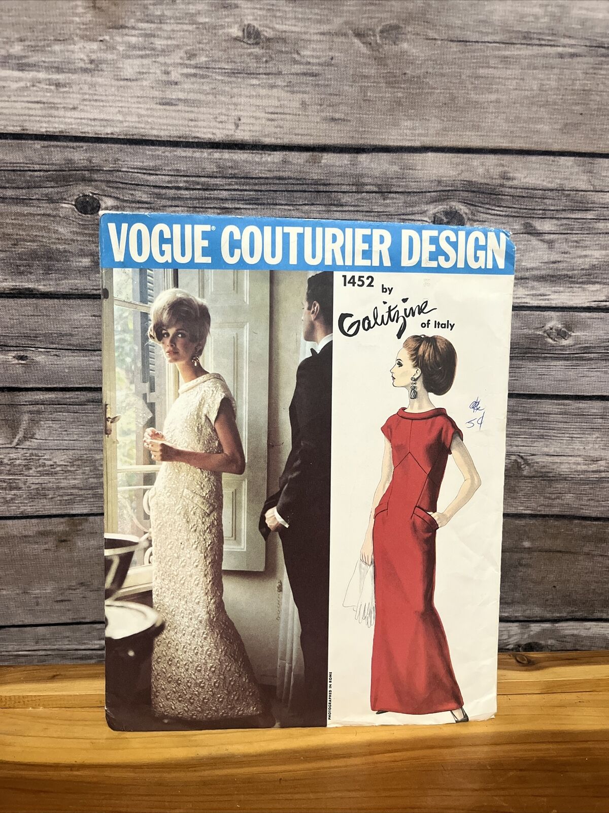 1965 Vintage VOGUE Sewing Pattern 1452 EVENING DRESS  (1789) By Galitzine