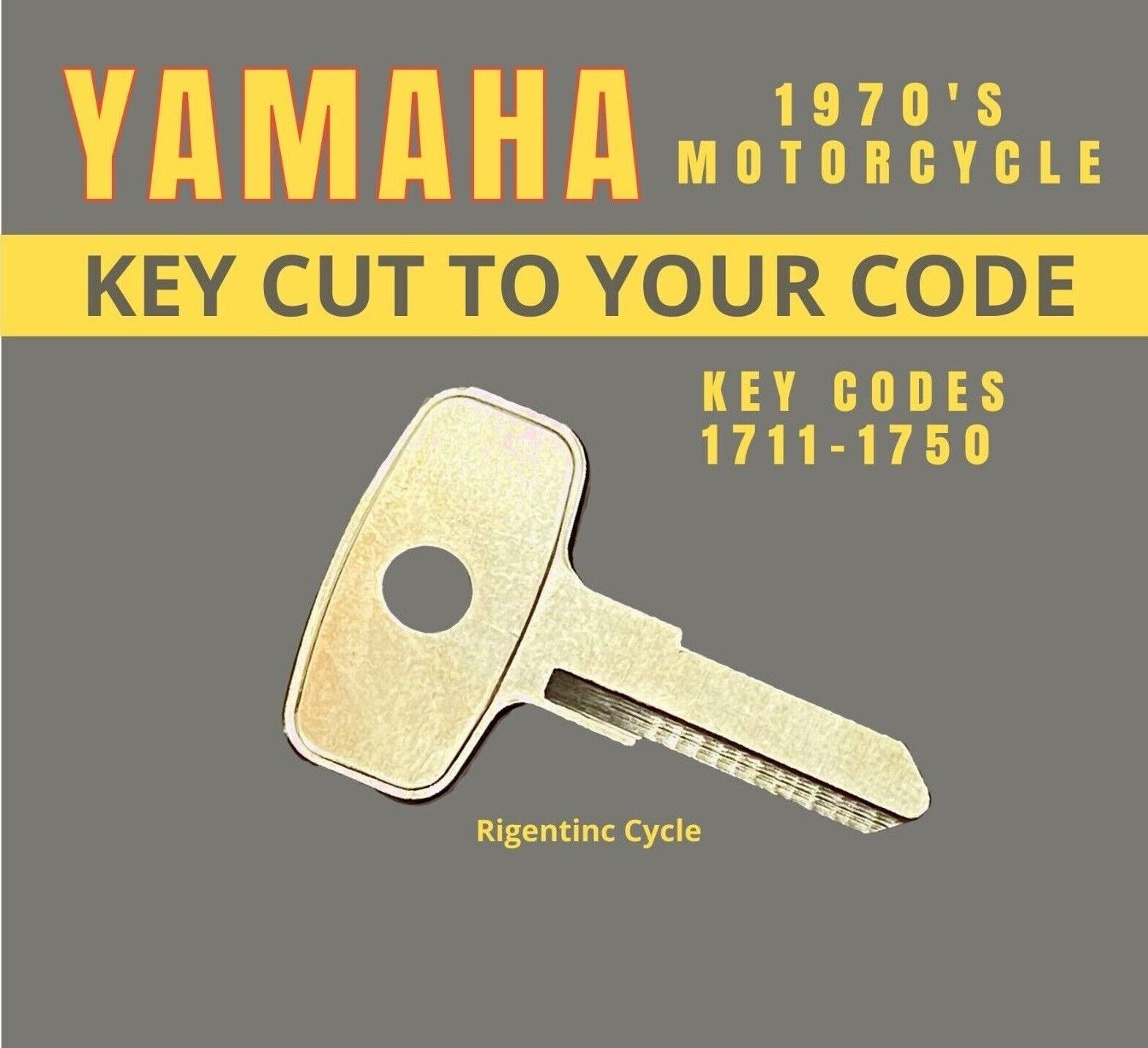 1970\'s Yamaha Motorcycle Replacement Key Cut to Code 1711-1750 