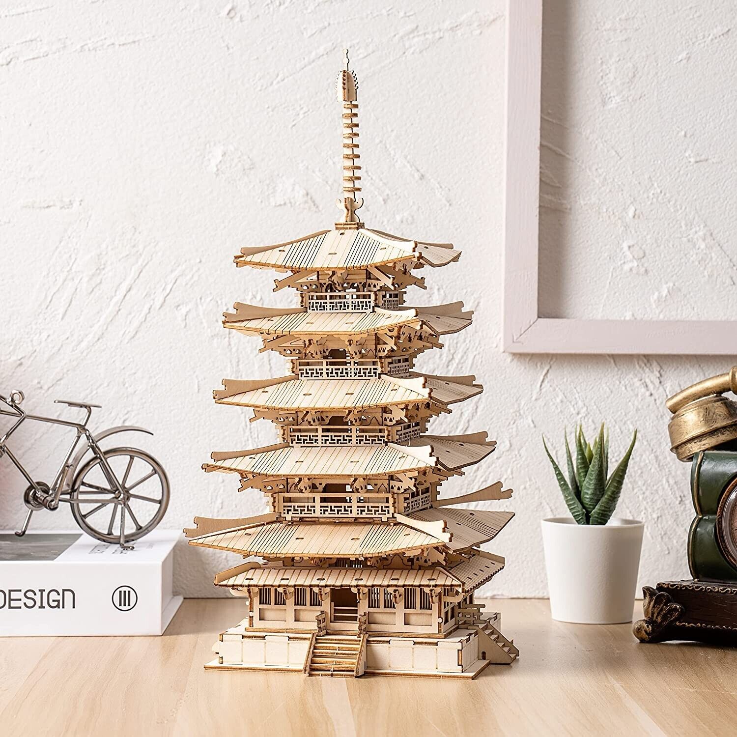 Robotime 275pcs DIY 3D Five-storied Pagoda Wooden Puzzle Game Assembly Toy