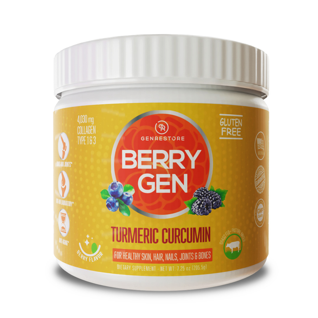 Berry Gen: Turmeric Curcumin Collagen Powder with Vitamin C, 30 Servings
