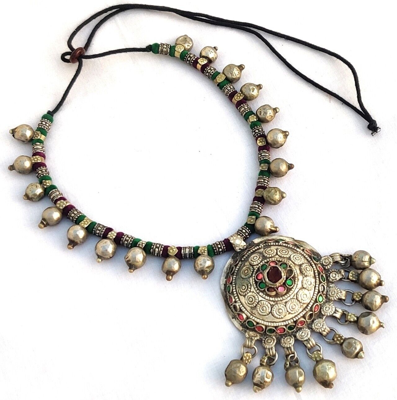 Vintage Rare Banjara Tribal Afghan Kuchi Ghungroo Gypsy Ats Pendant Necklace