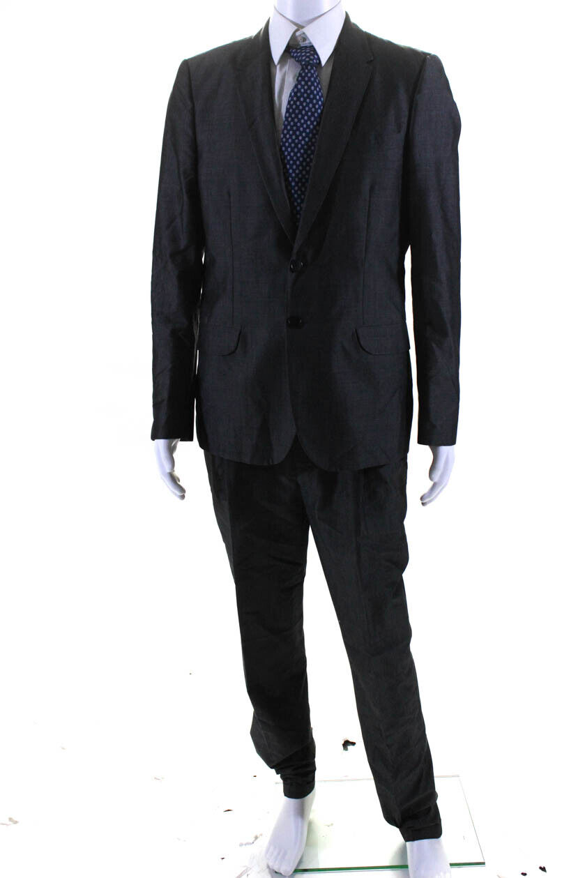 Paul Smith Mens Gray Two Button Long Sleeve Blazer Pants Suit Set Size 42 34