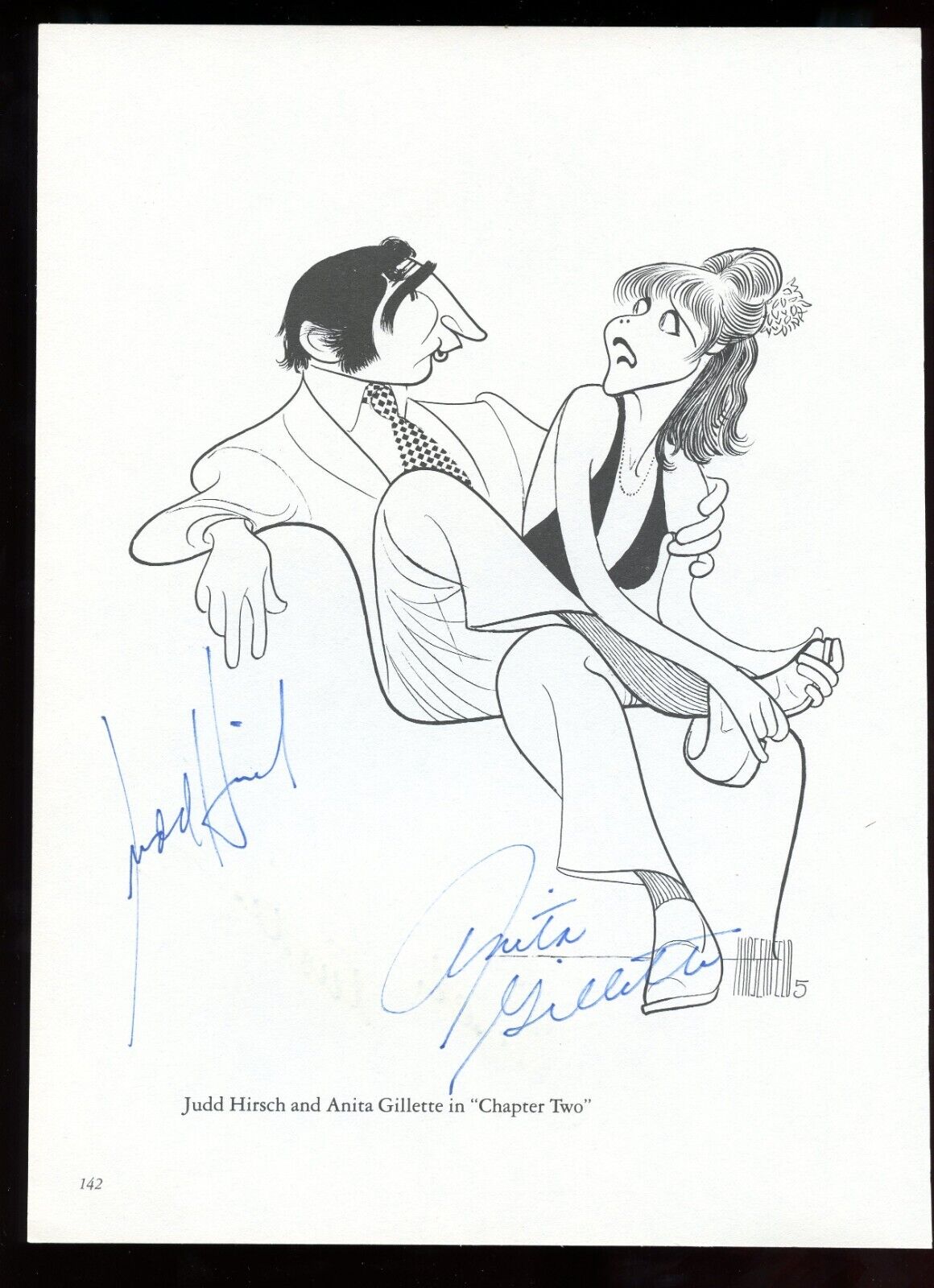 Judd Hirsch, Anita Gillette, A. Lansbury signed autograph 8x11 HIRSCHFELD Sketch