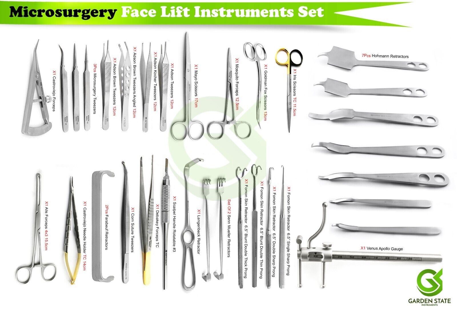 Forehead Face Lift Kit Facelift Retractor Facial Plastic Surgery Instruments