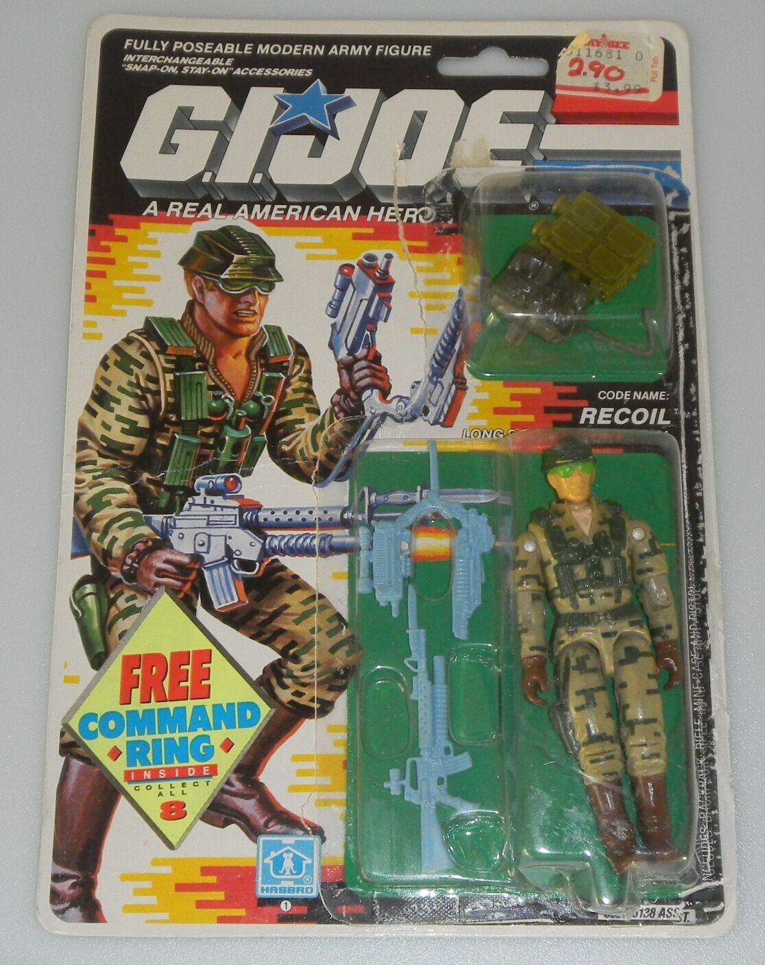 1989 Vintage GI Joe Recoil v1 3.75 Figure Uncut Cardback & Bubble *Complete READ