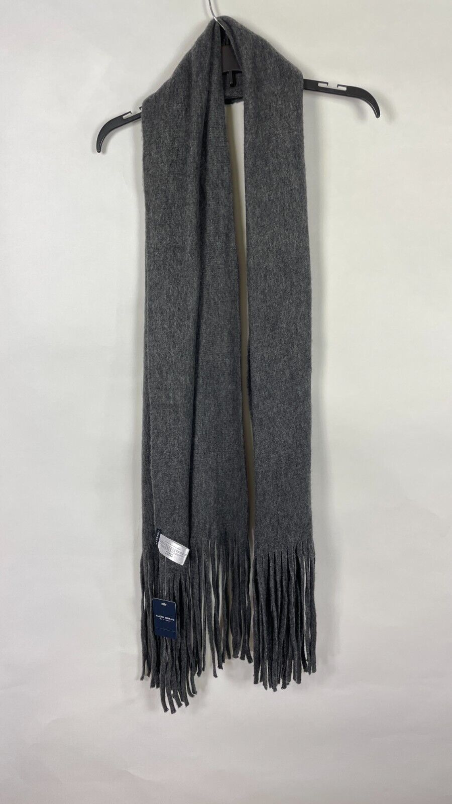 NWT Luck Brand Mens Scarf Tassels Gray One Size.