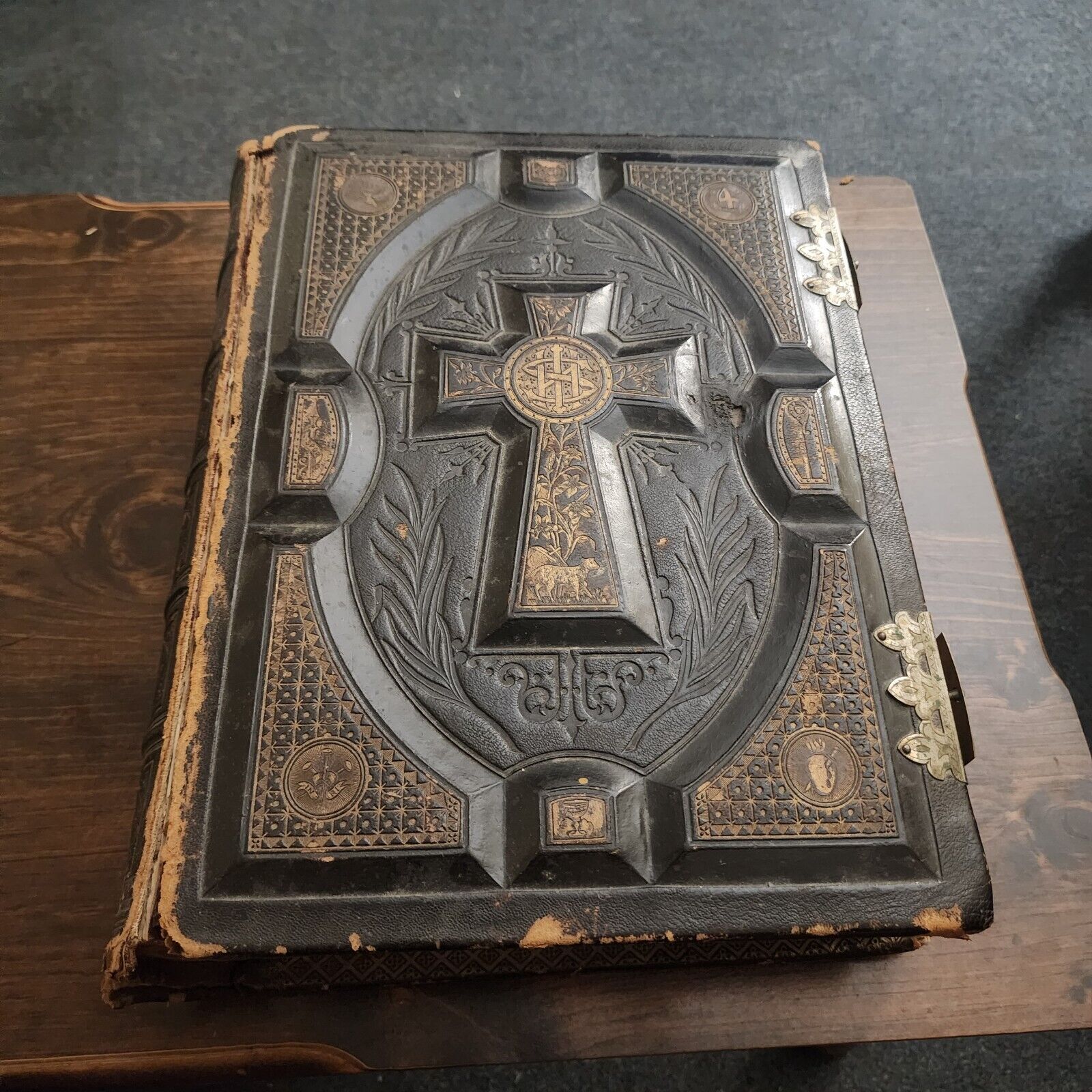 Antique 1880\'s P.F. Collier NY Catholic Bible Translated From The Latin Vulgate 
