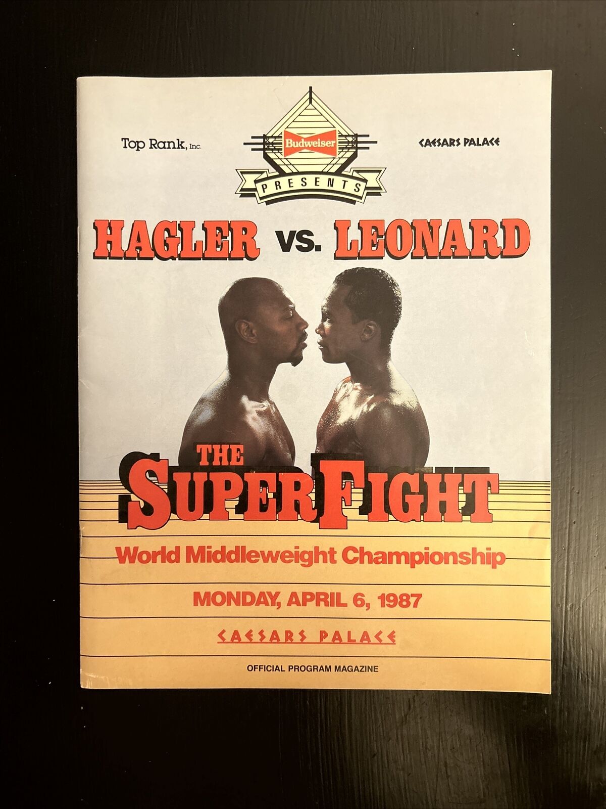 Hagler VS Leonard Official Fight Program World Middleweight Championship 4/6/87