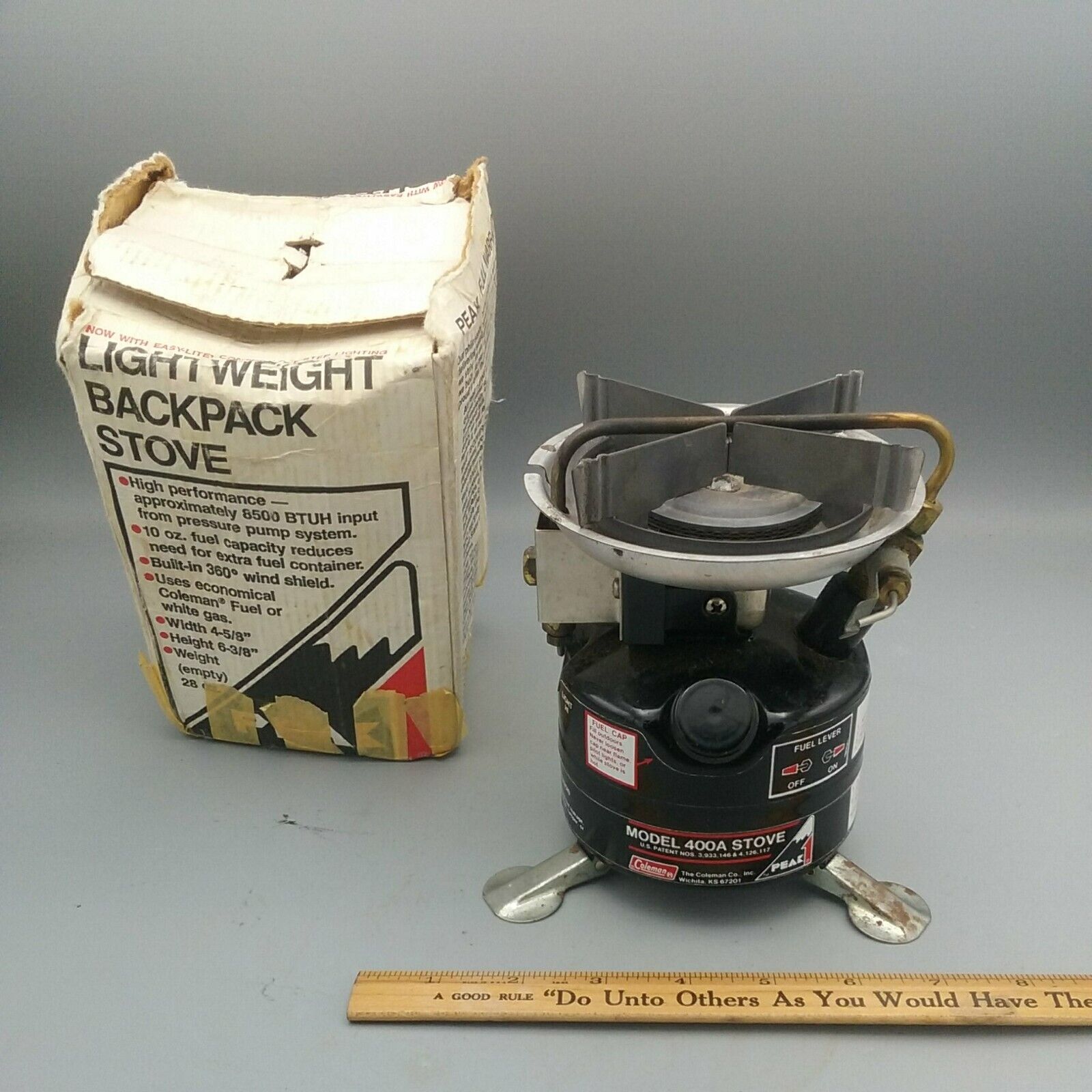 Vintage COLEMAN 400A PEAK 1 LIGHT WEIGHT STOVE HIKING CAMPING w/ Box  1985