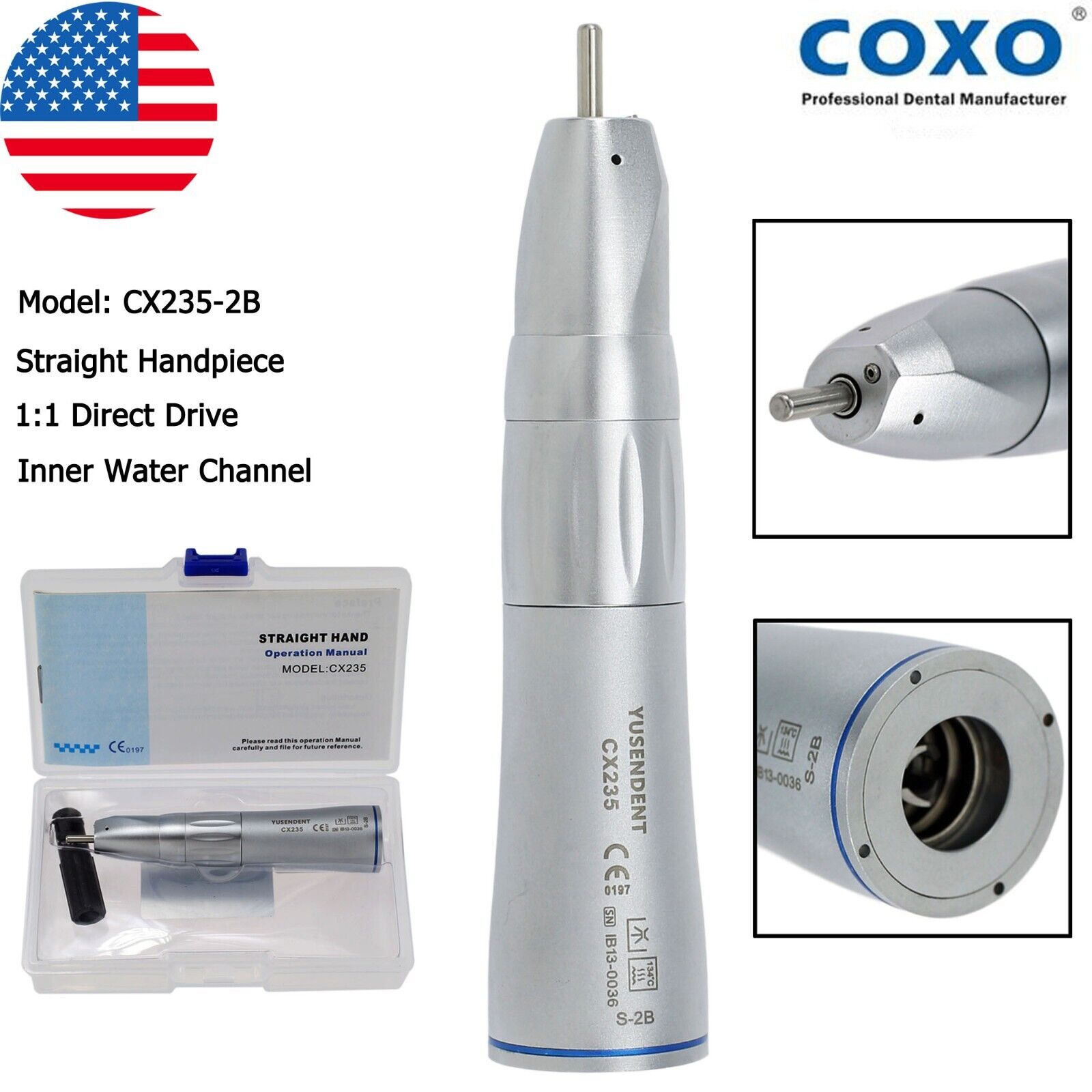 COXO BEING Dental Straight Cone Nose Prophy Handpiece 1:1 4:1 Low Speed LED NSK
