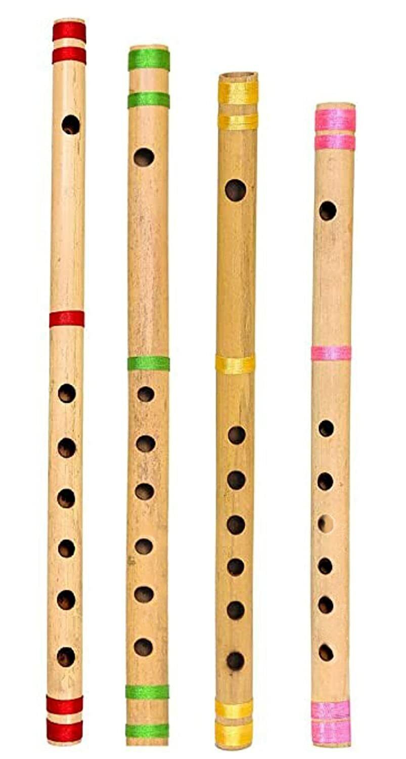 Wood Handmade Bamboo Flute Musical Instrument Beautiful Scale A B C G Set Of 4