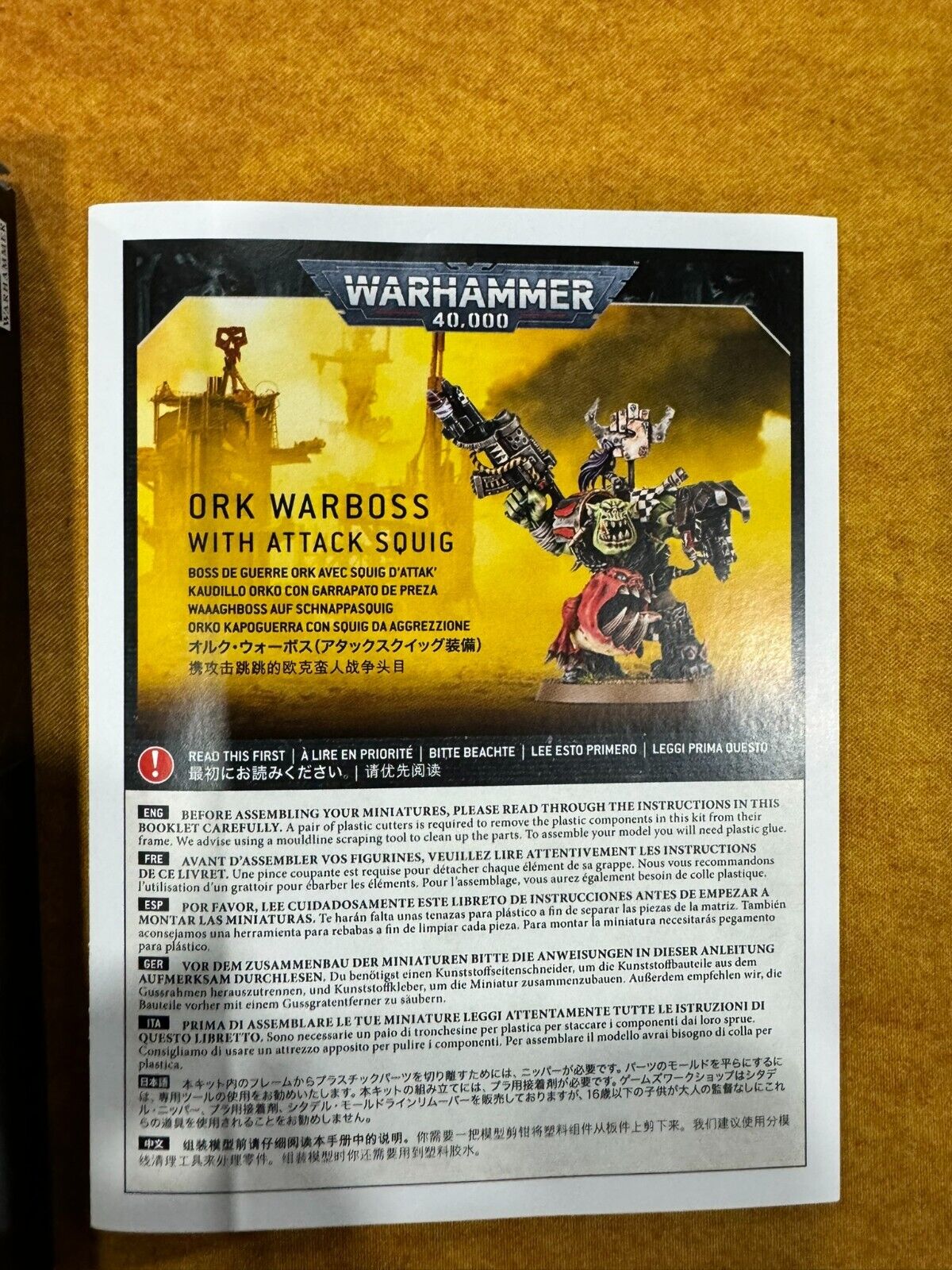 Warhammer 40k -  Orks - Ork Warboss With Attack Squig - Brand New in Box