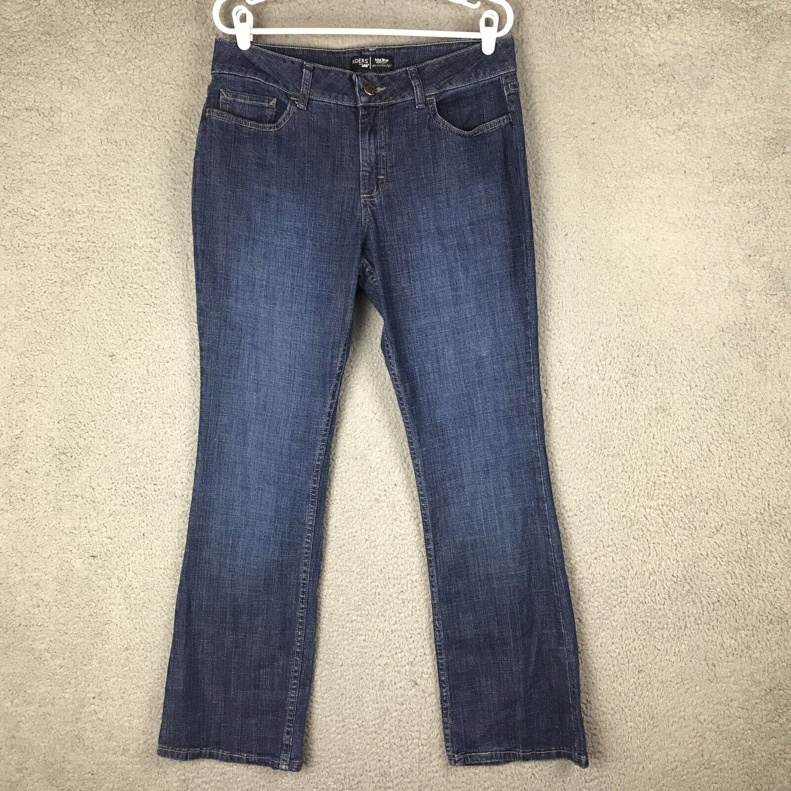 Riders By Lee Womens Mid Rise Bootcut Stretch Blue Jeans Size 12