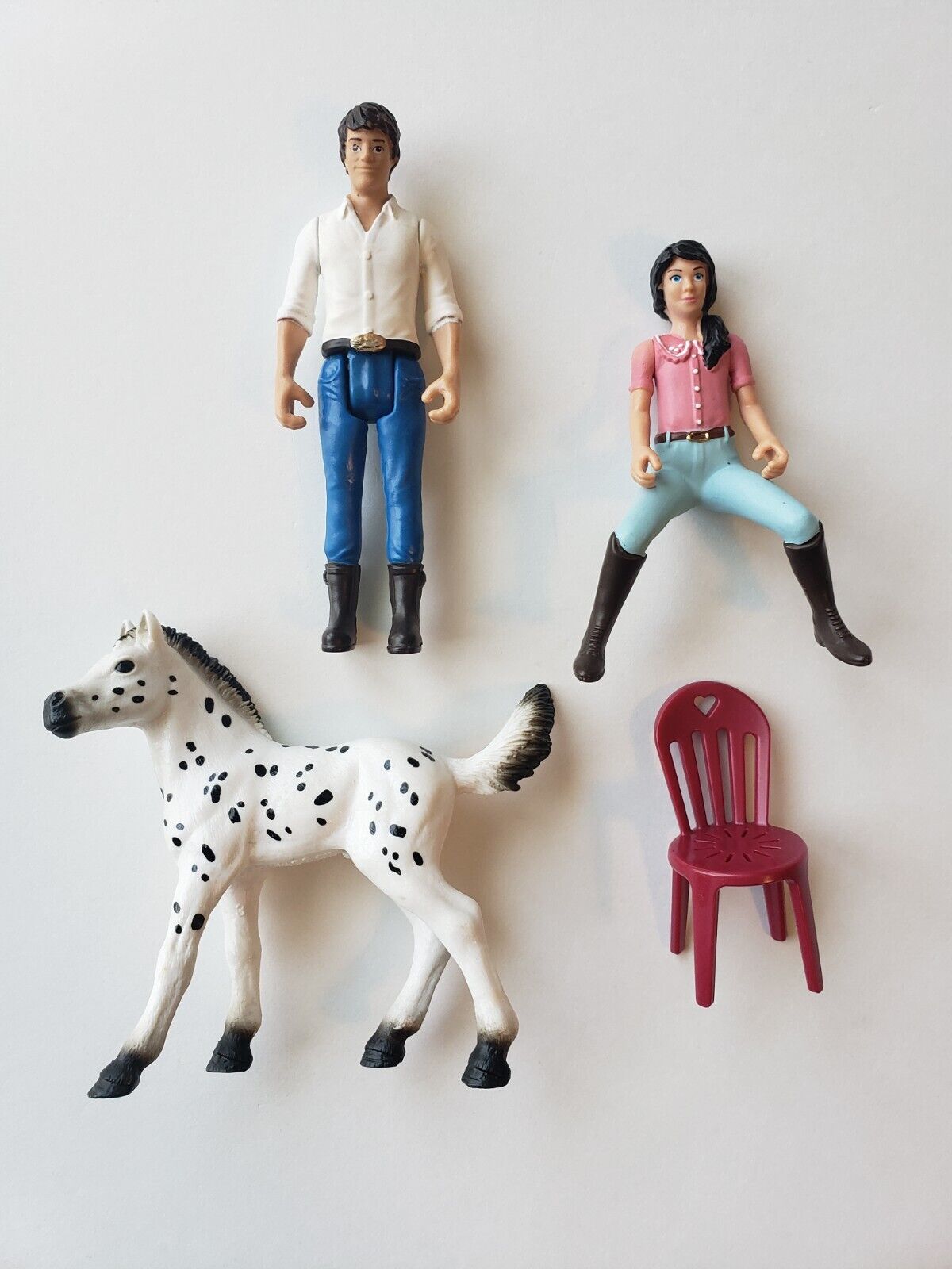 Schleich Appaloosa Foal Spotted Horse - Girl Rider - Man Trainer - CAFE Chair