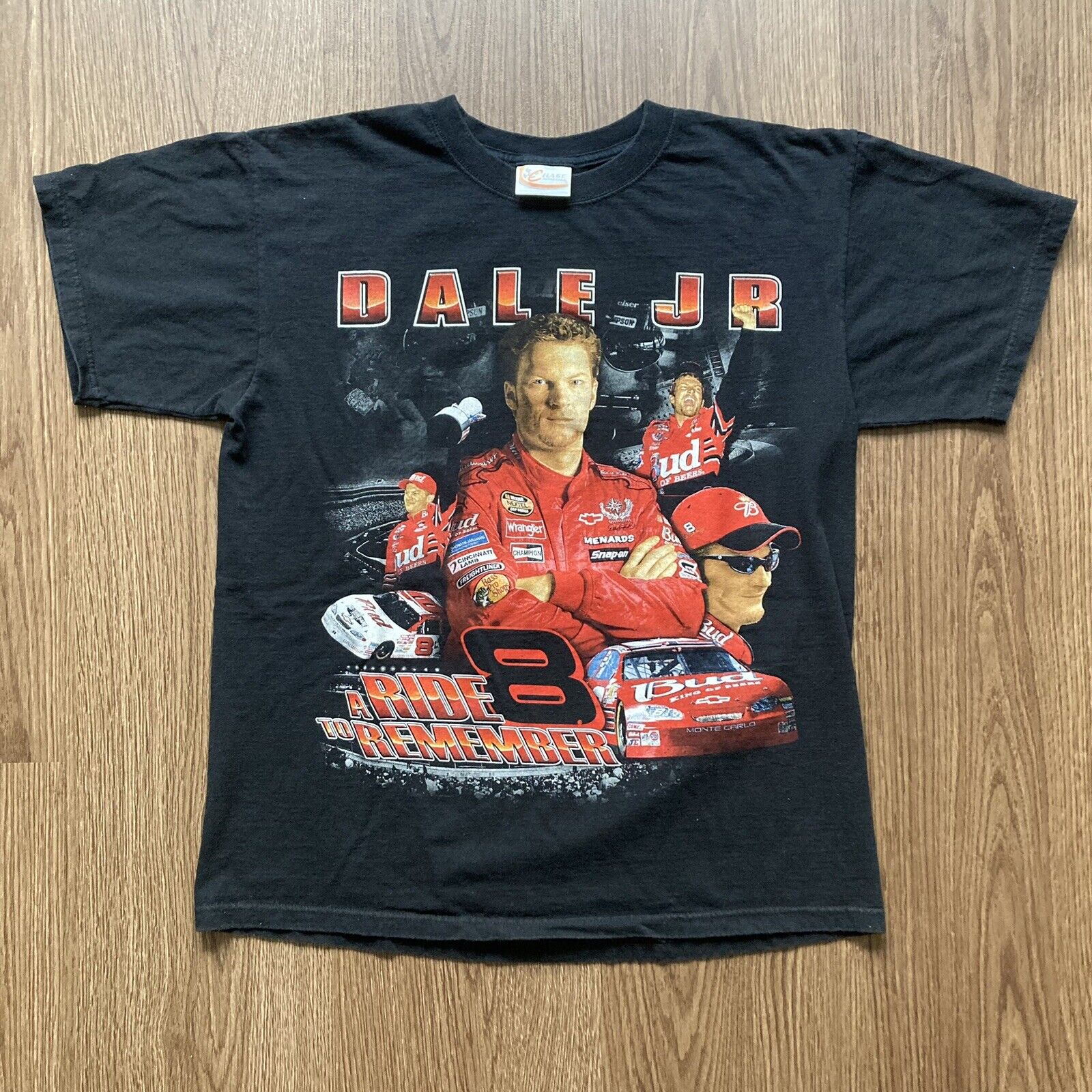Vintage Dale Earnhardt Jr Chase Intimidator Bud #8 Burnout NASCAR Shirt L Black