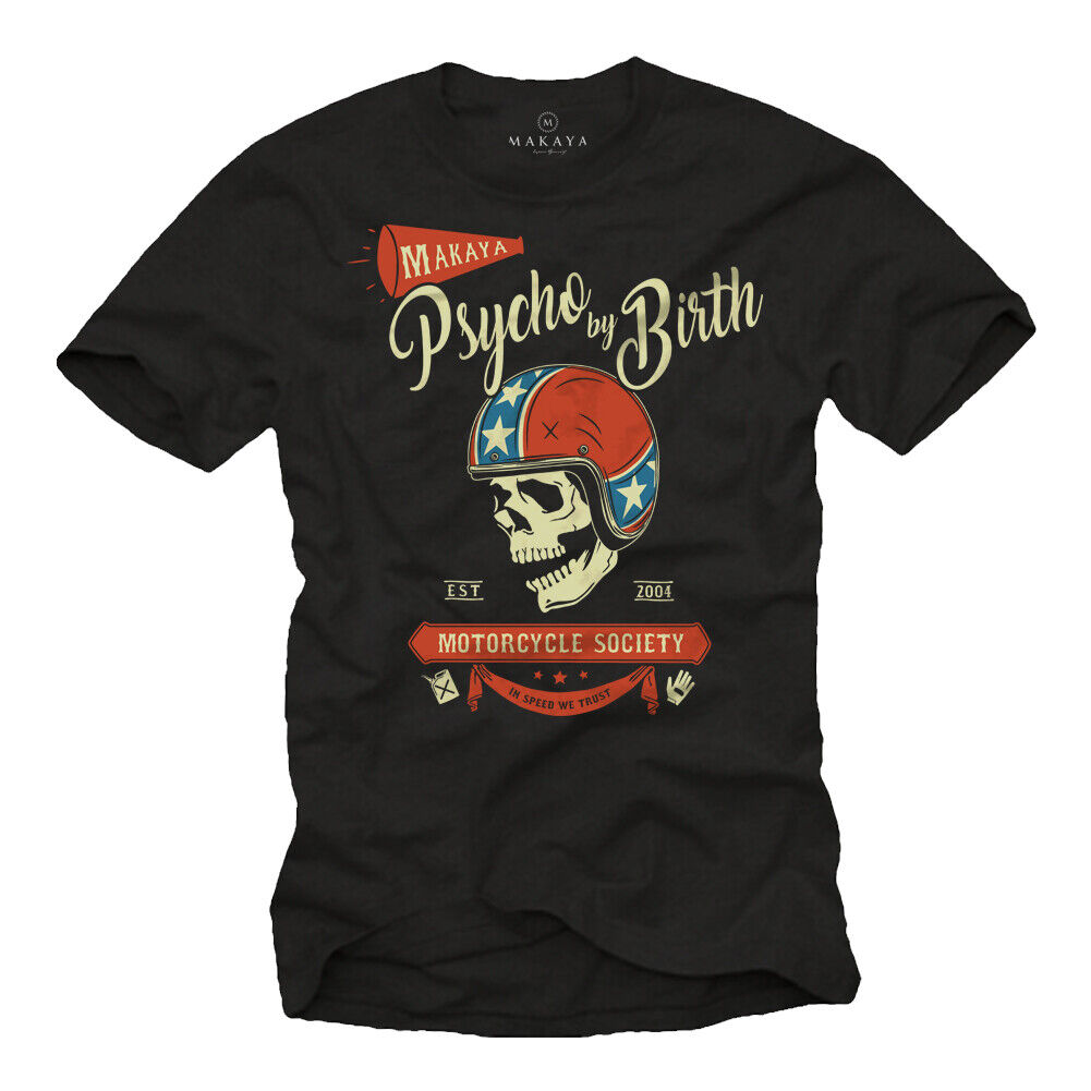 Vintage Rockabilly Men's Biker Skull T-Shirt - Men's Skull Motorcycle