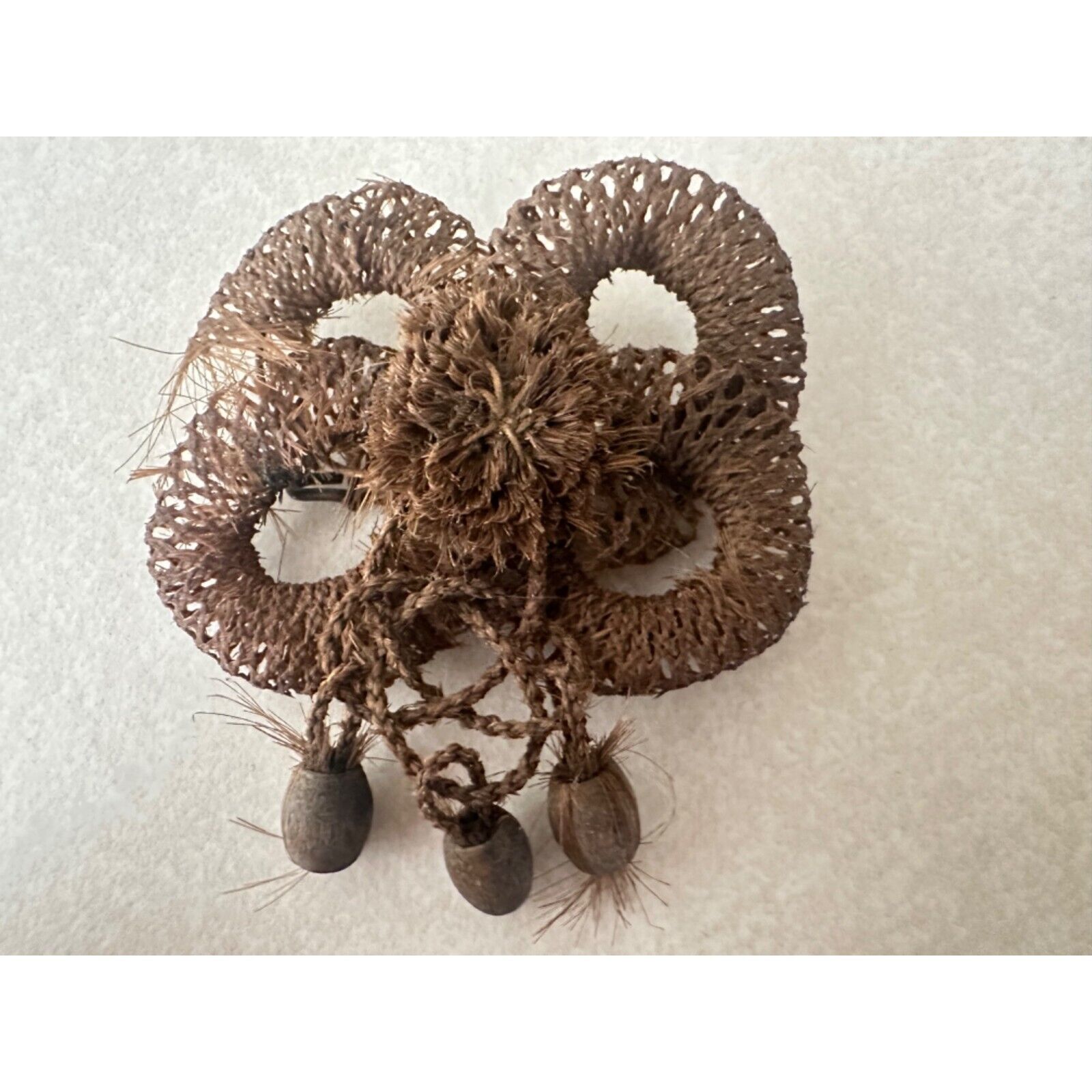 Antique Victorian blonde brown braided hair work hairwork sentimental brooch pin