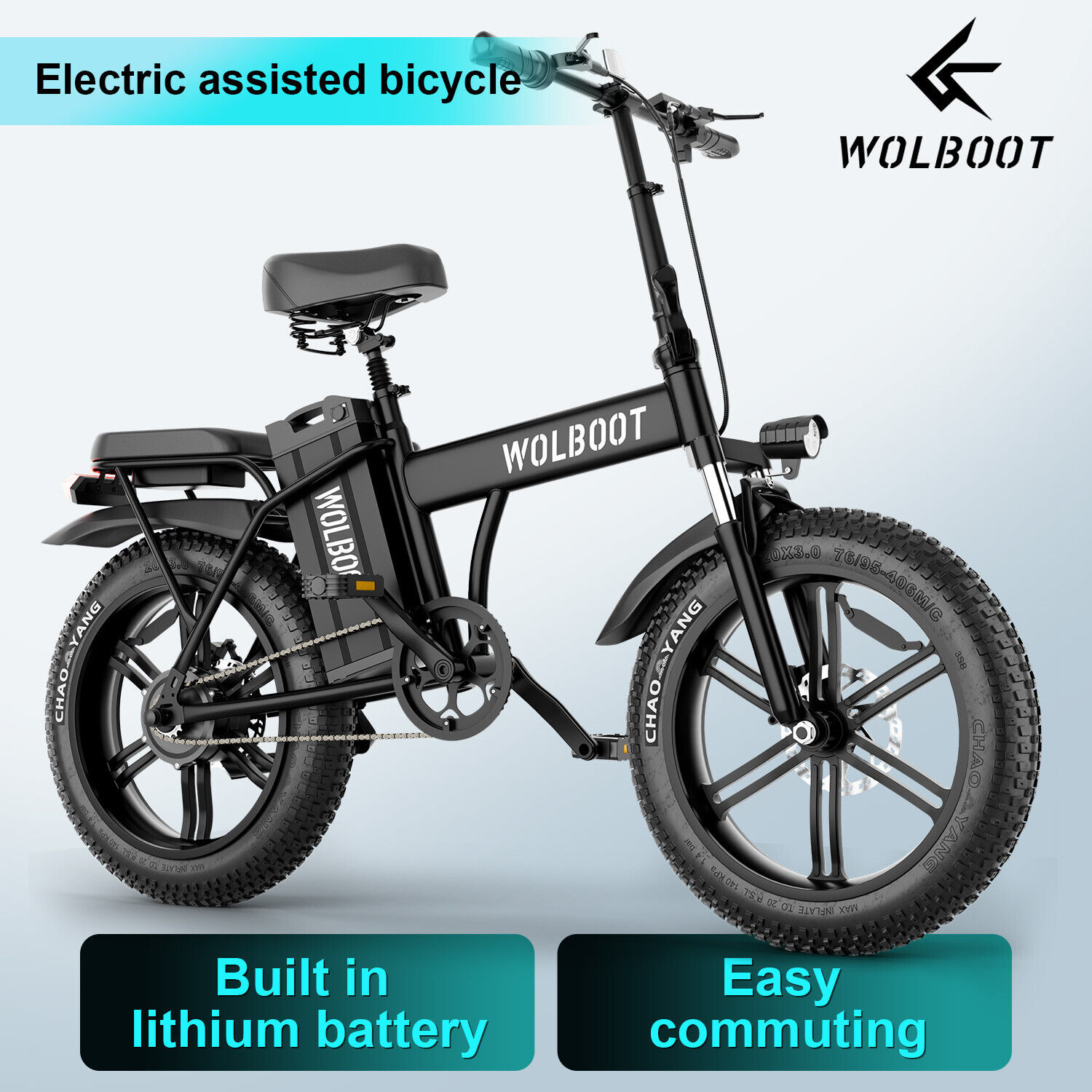 WOLBOOT Electric Bike For Adults 750W 28Mph Dual Motor 48V50Ah Removable Battery