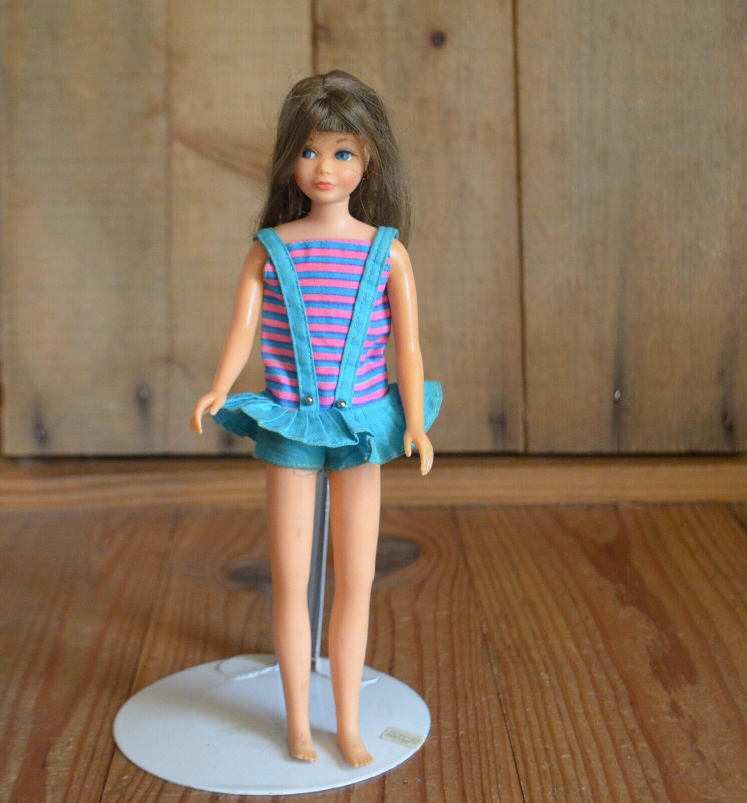 Vintage Mod Barbie 1968 Brunette Twist n Turn Skipper Doll #1105 Swimsuit TNT