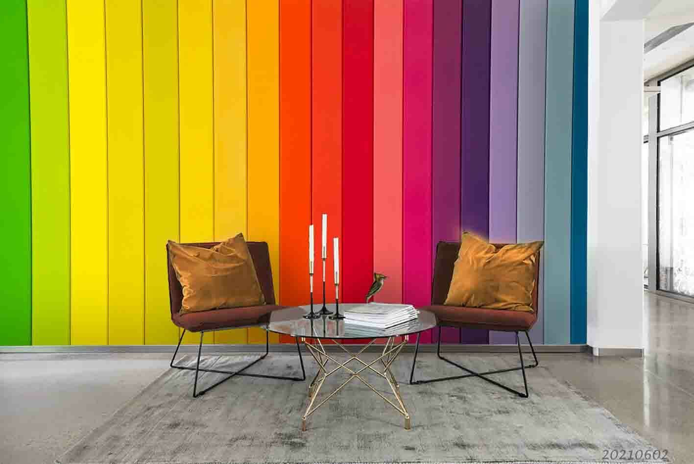 3D Stripe Gradient Color Self-adhesive Removeable Wallpaper Wall Mural 404