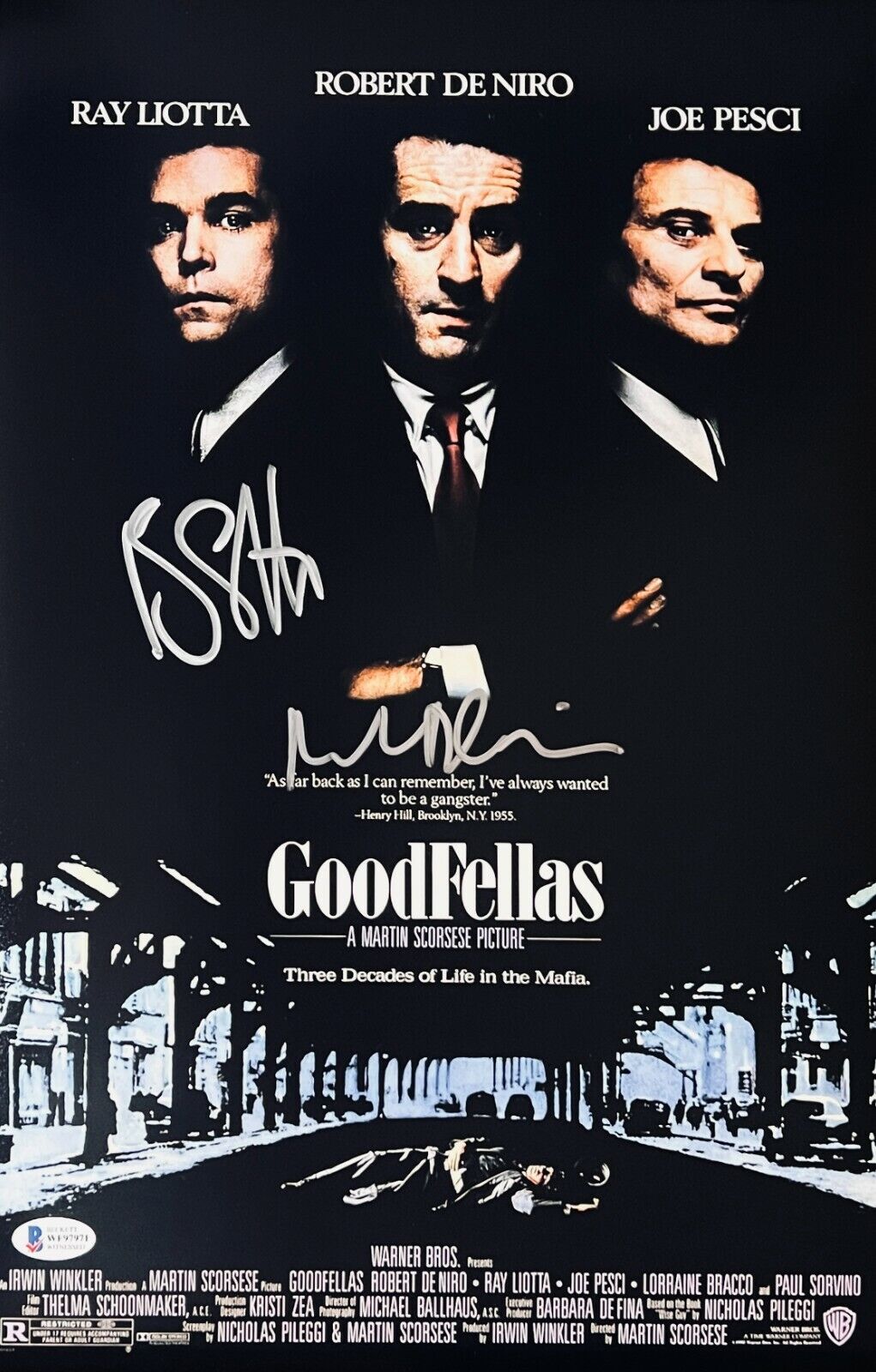 Ray Liotta Robert De Niro Signed 11x17 Goodfellas Poster Photo Beckett Witnessed