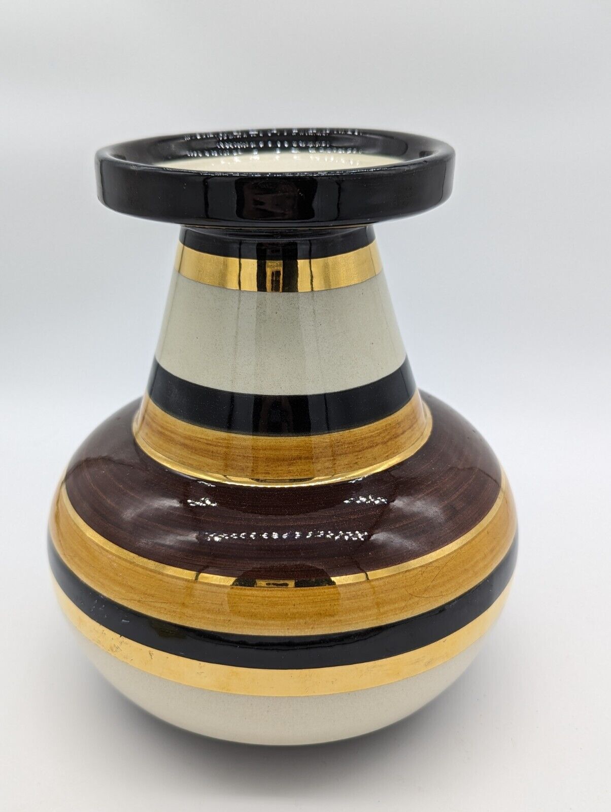 MCM Bitossi Vase Italy Ceramic Aldo Londi For Rosenthal Netter Earthtones 10.5\