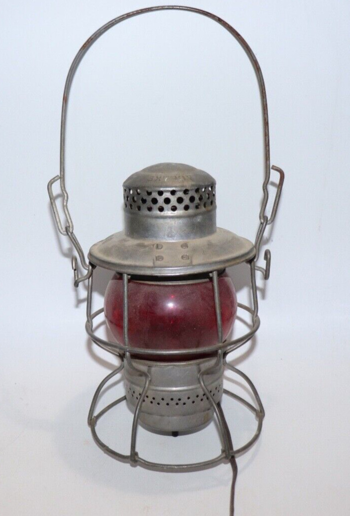 Electric Antique Adlake Kero Red Globe 1921-1923 Railroad Lamp Train Lantern