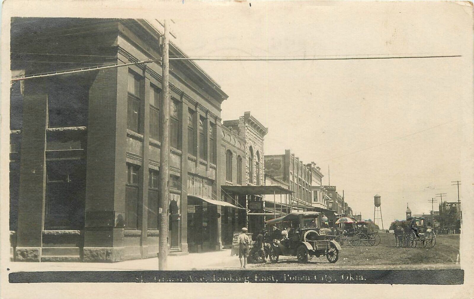 Postcard RPPC Photo Oklahoma Ponca City 1910 Street Scene autos 22-13539