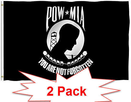 TWO PACK POW-MIA Black Flag You are Not Forgotten Prisoner of War 3x5ft 
