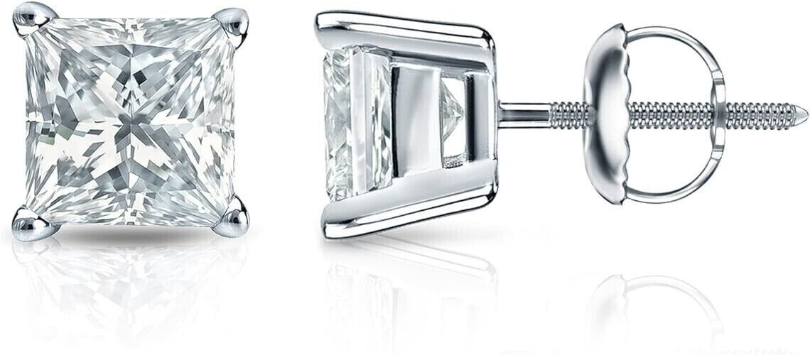 5.37 Ctw Lab grown diamond stud earrings 14 Kt white gold IGI certified G VS1